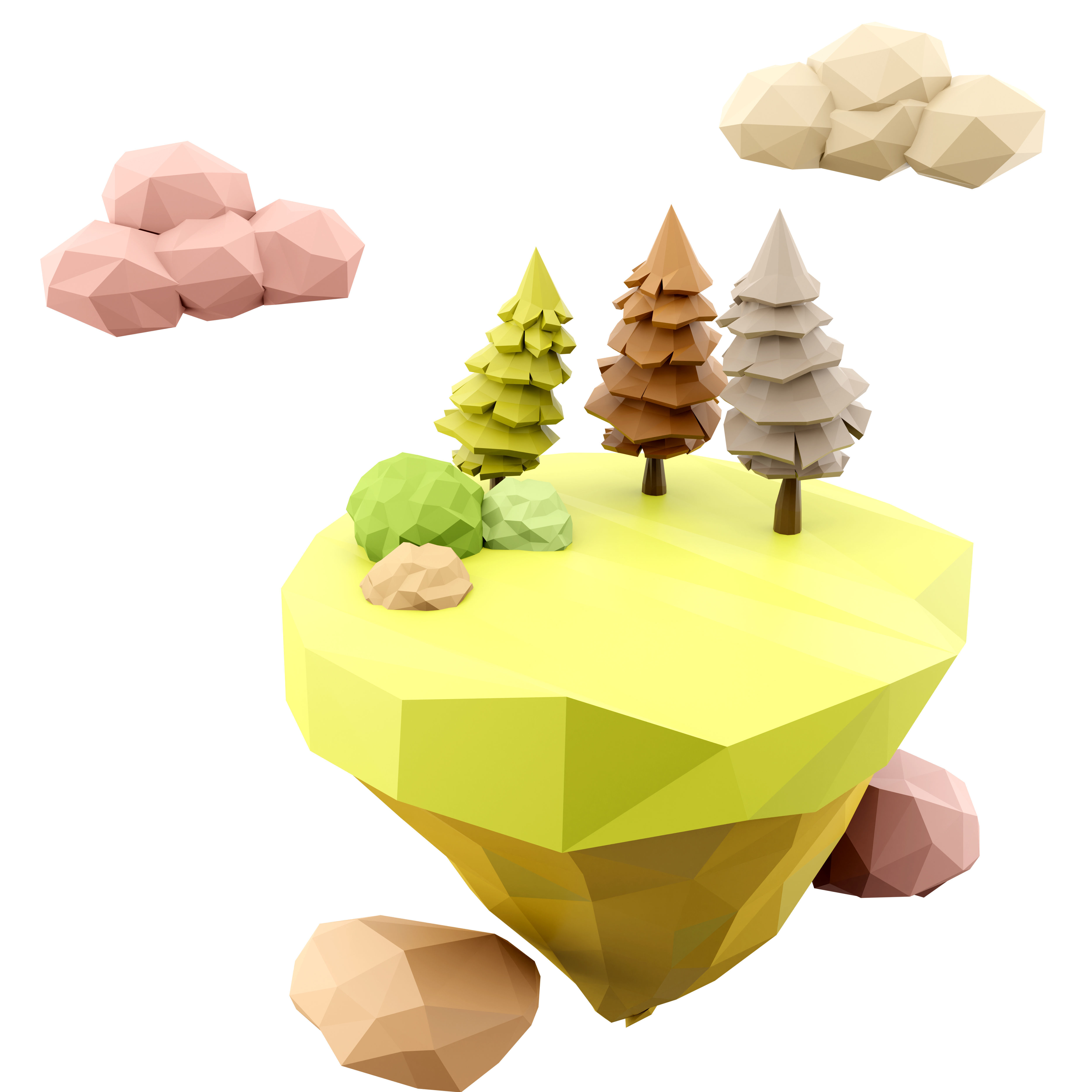 3d hovering green island icon 3D model_1