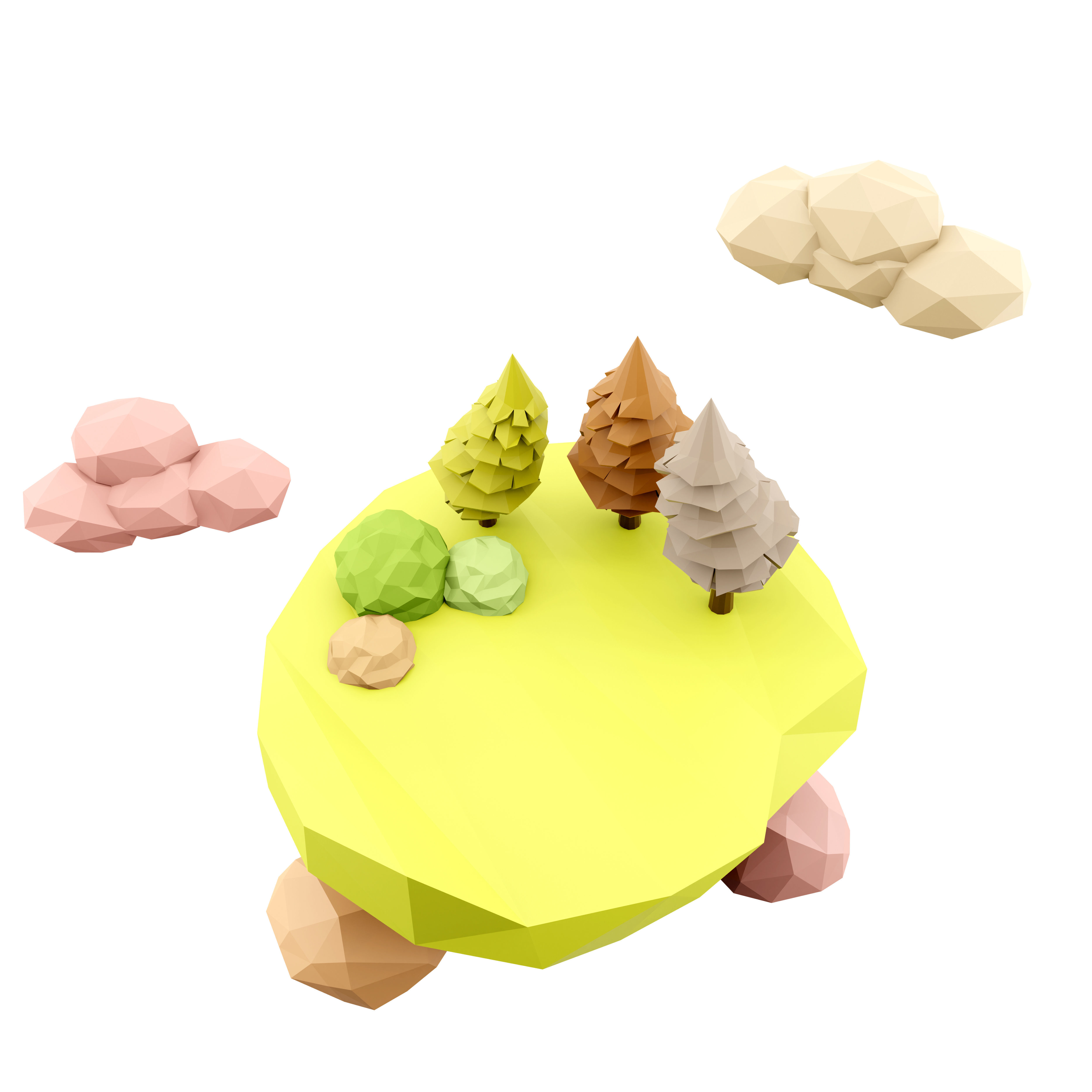 3d hovering green island icon 3D model_4