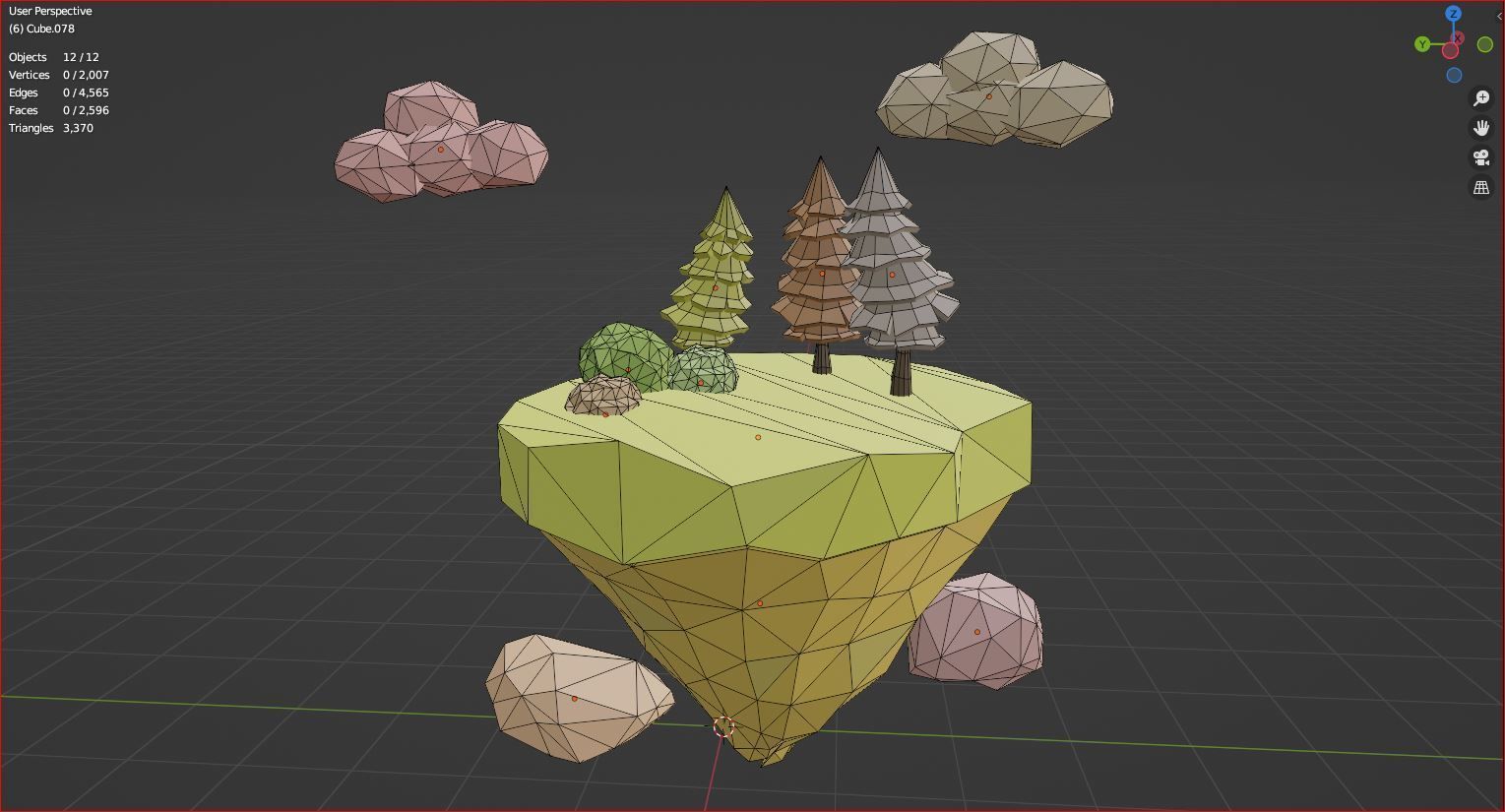 3d hovering green island icon 3D model_6