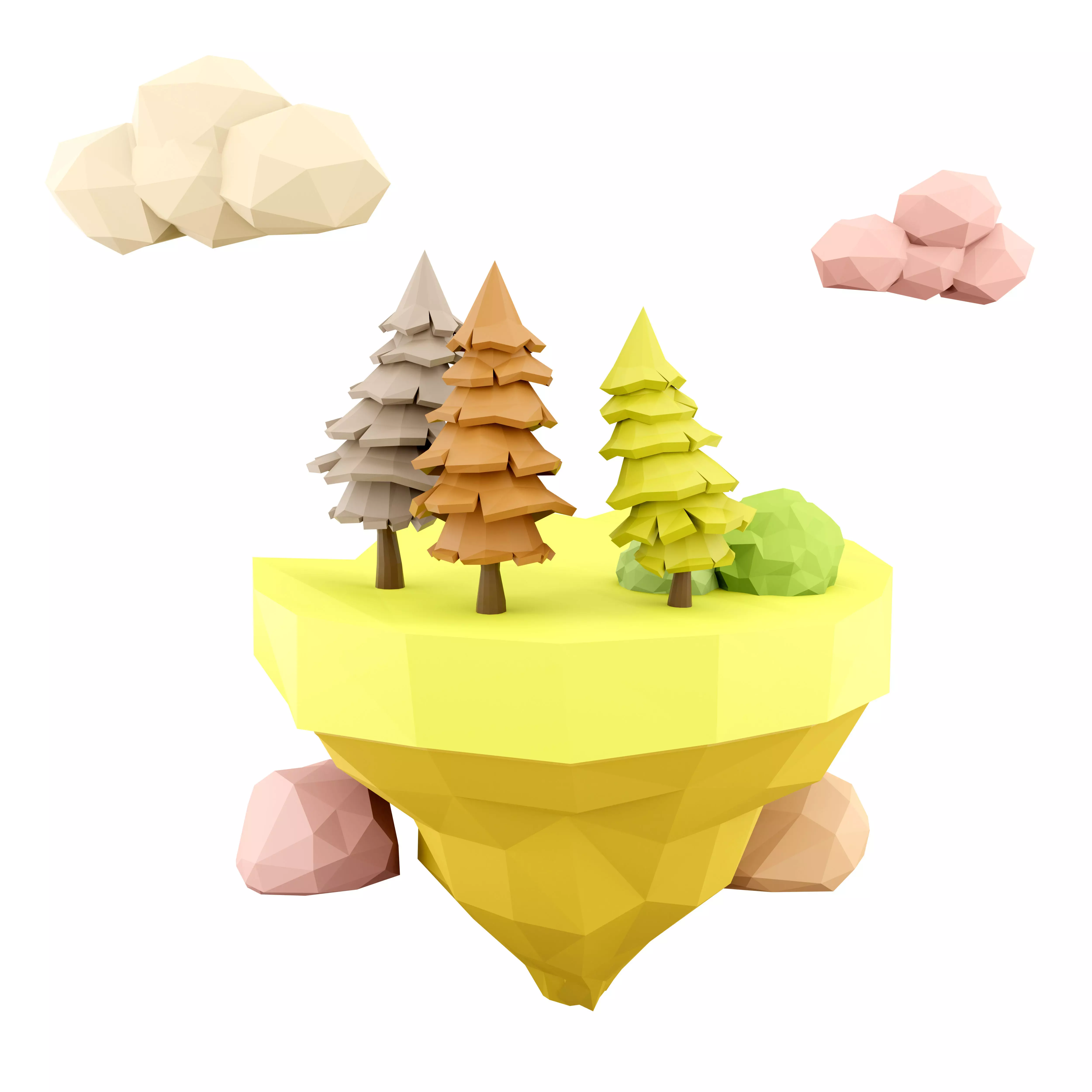 3d hovering green island icon 3D model_0