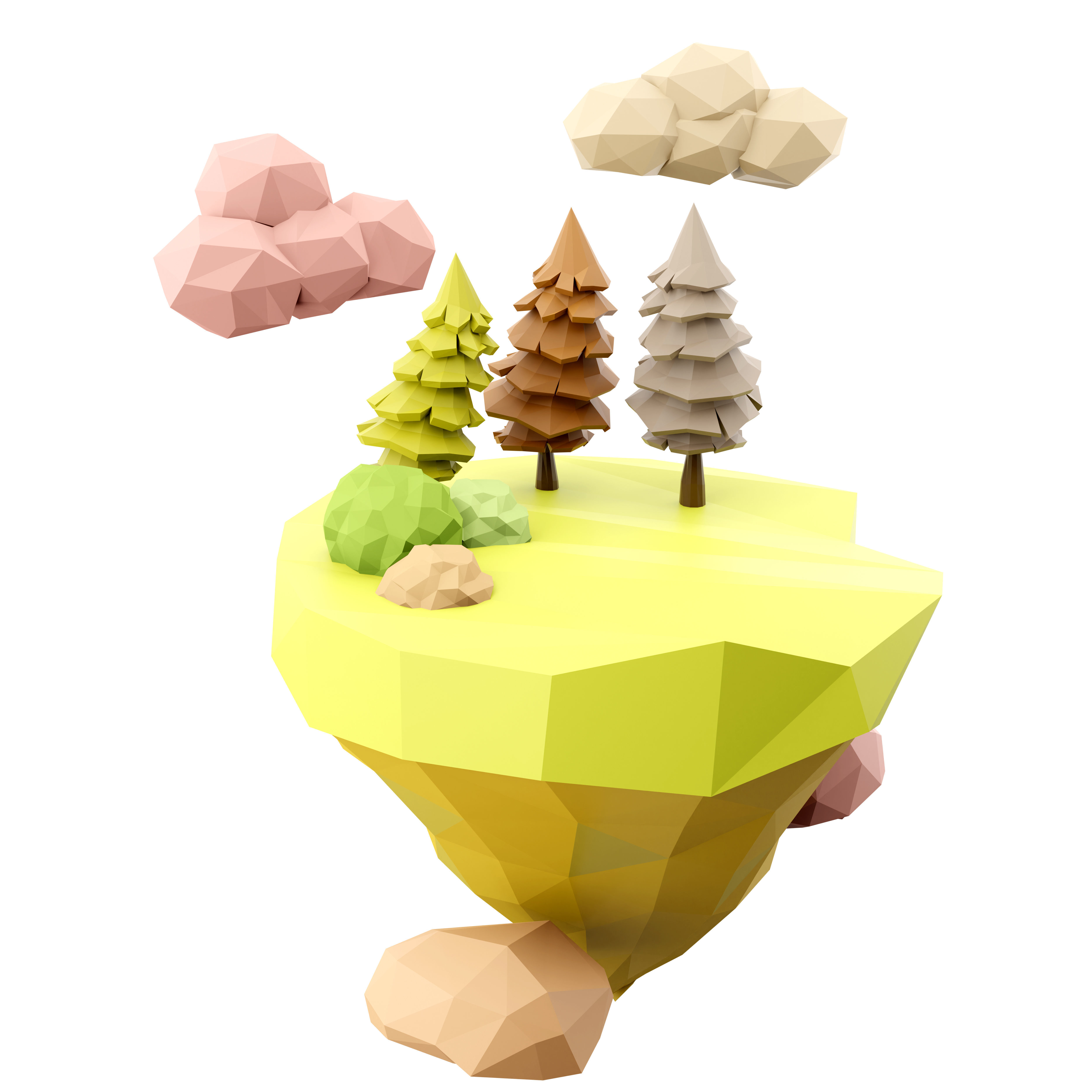 3d hovering green island icon 3D model_3