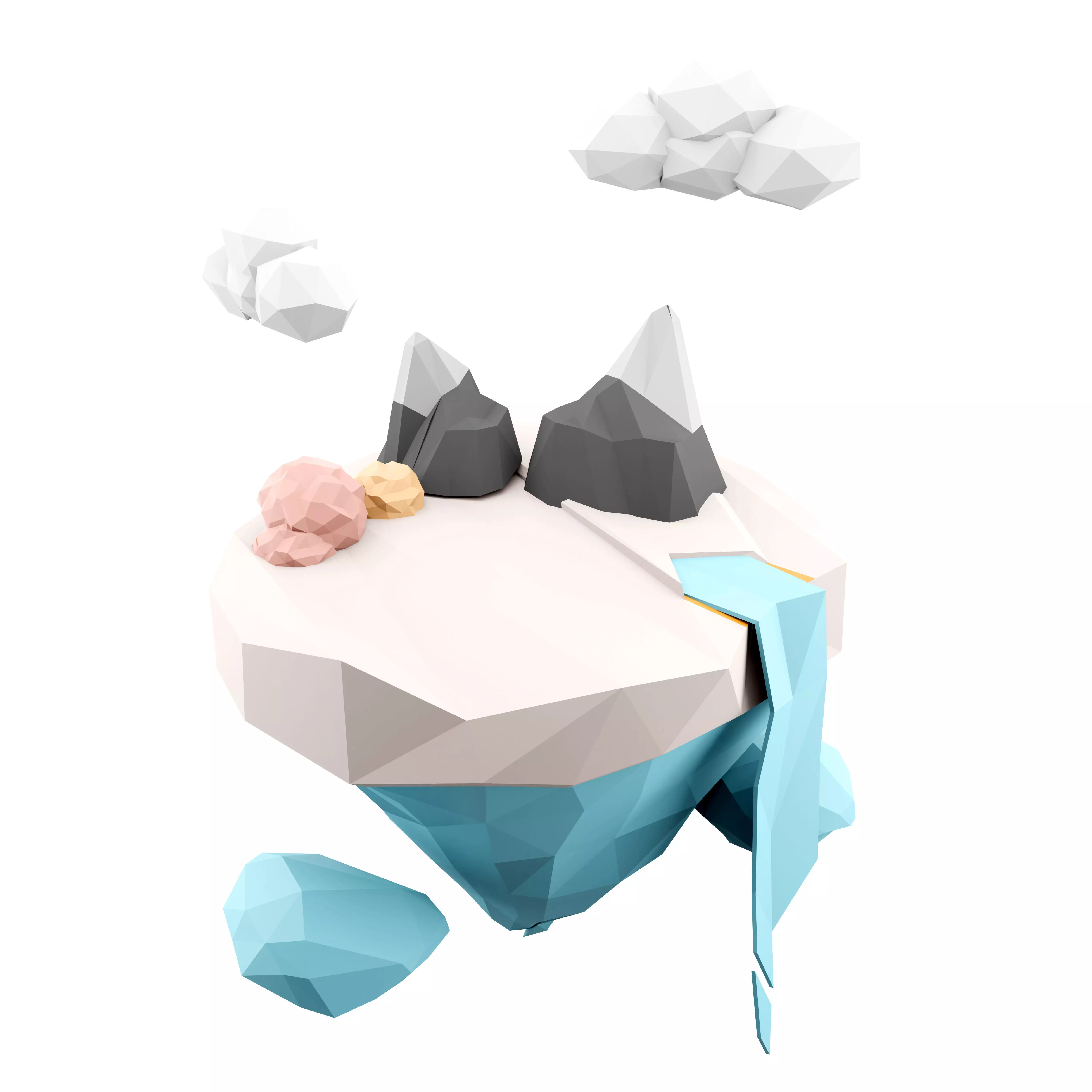 3d  fantasy white island flying in weightlessness icon 3D model_0