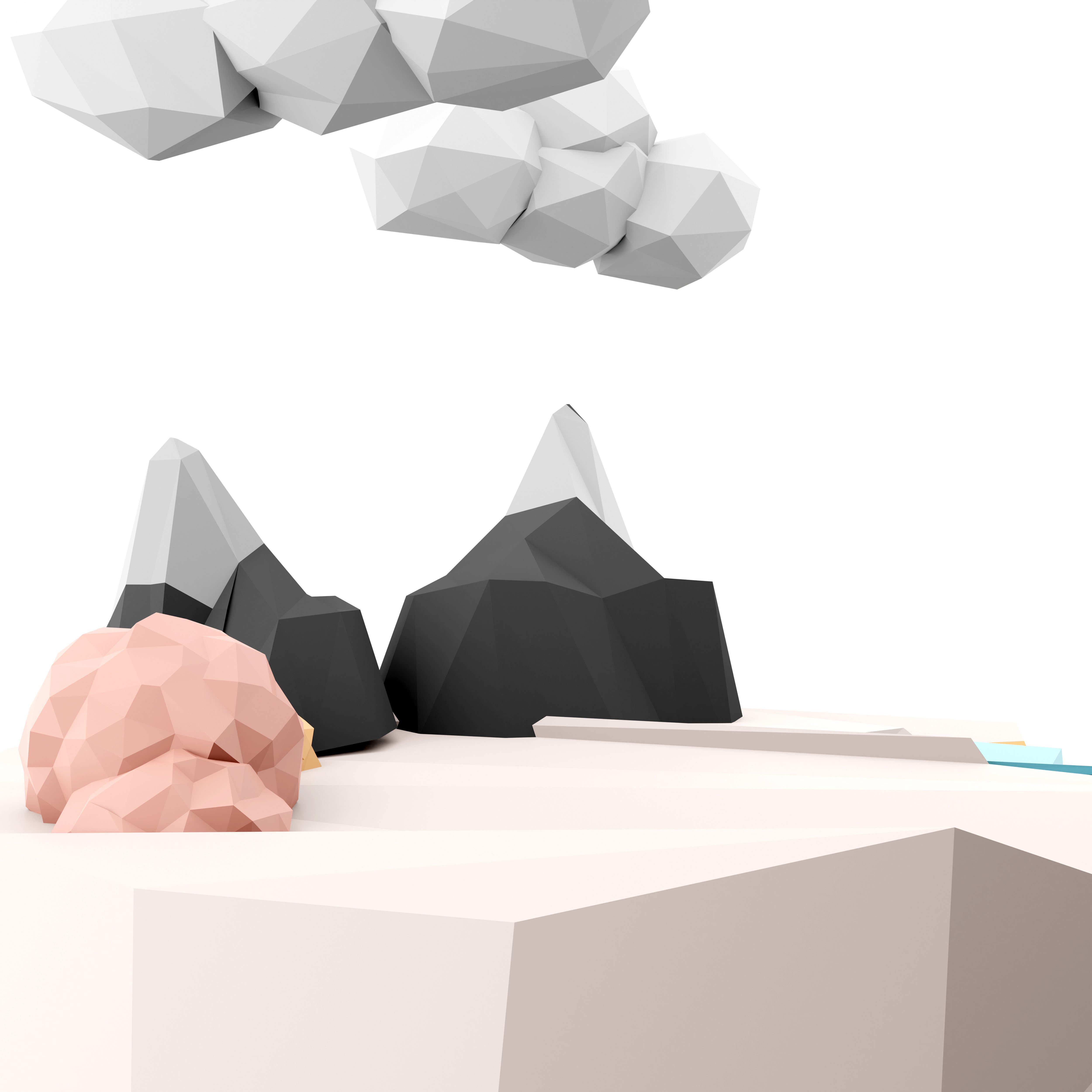 3d  fantasy white island flying in weightlessness icon 3D model_2