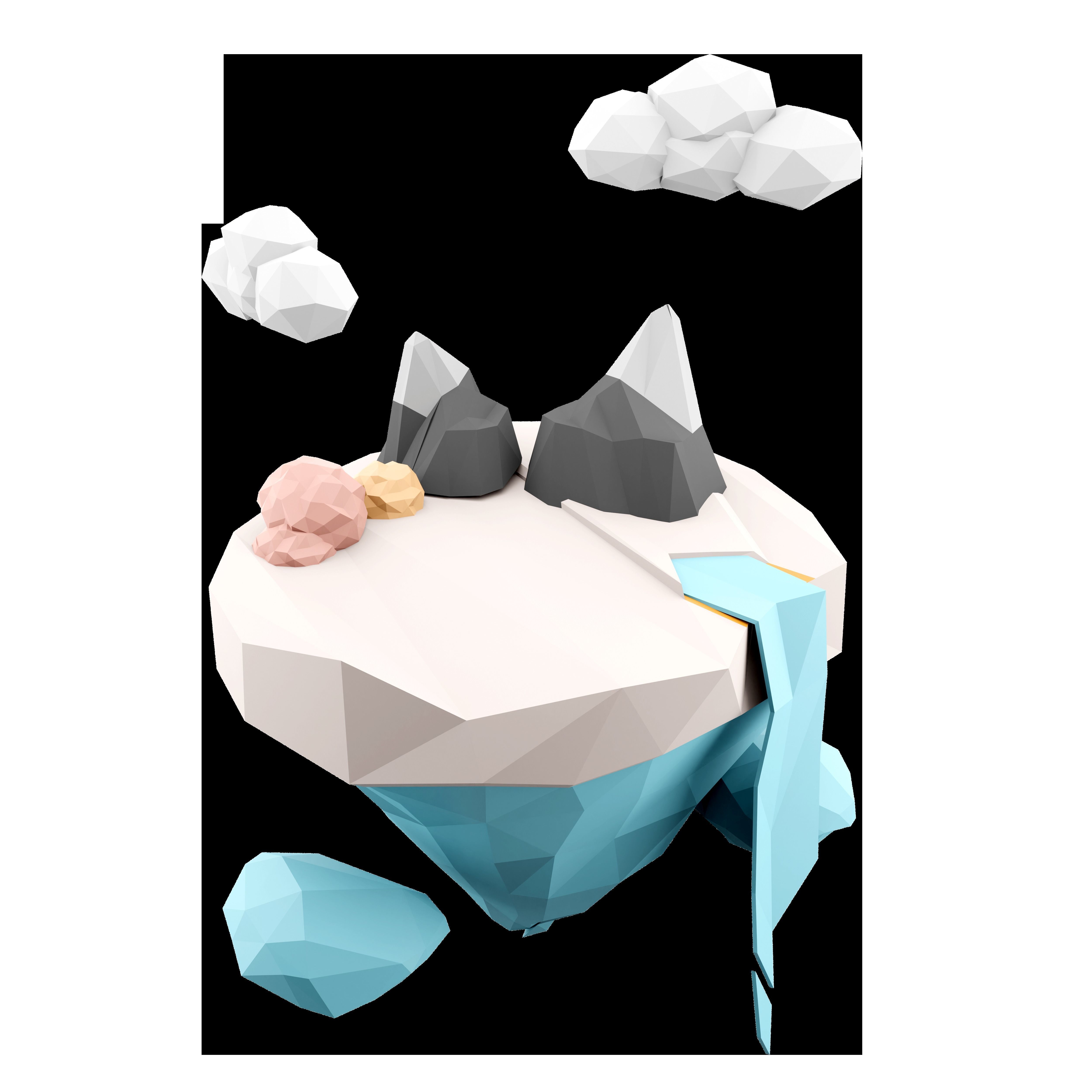 3d  fantasy white island flying in weightlessness icon 3D model_1