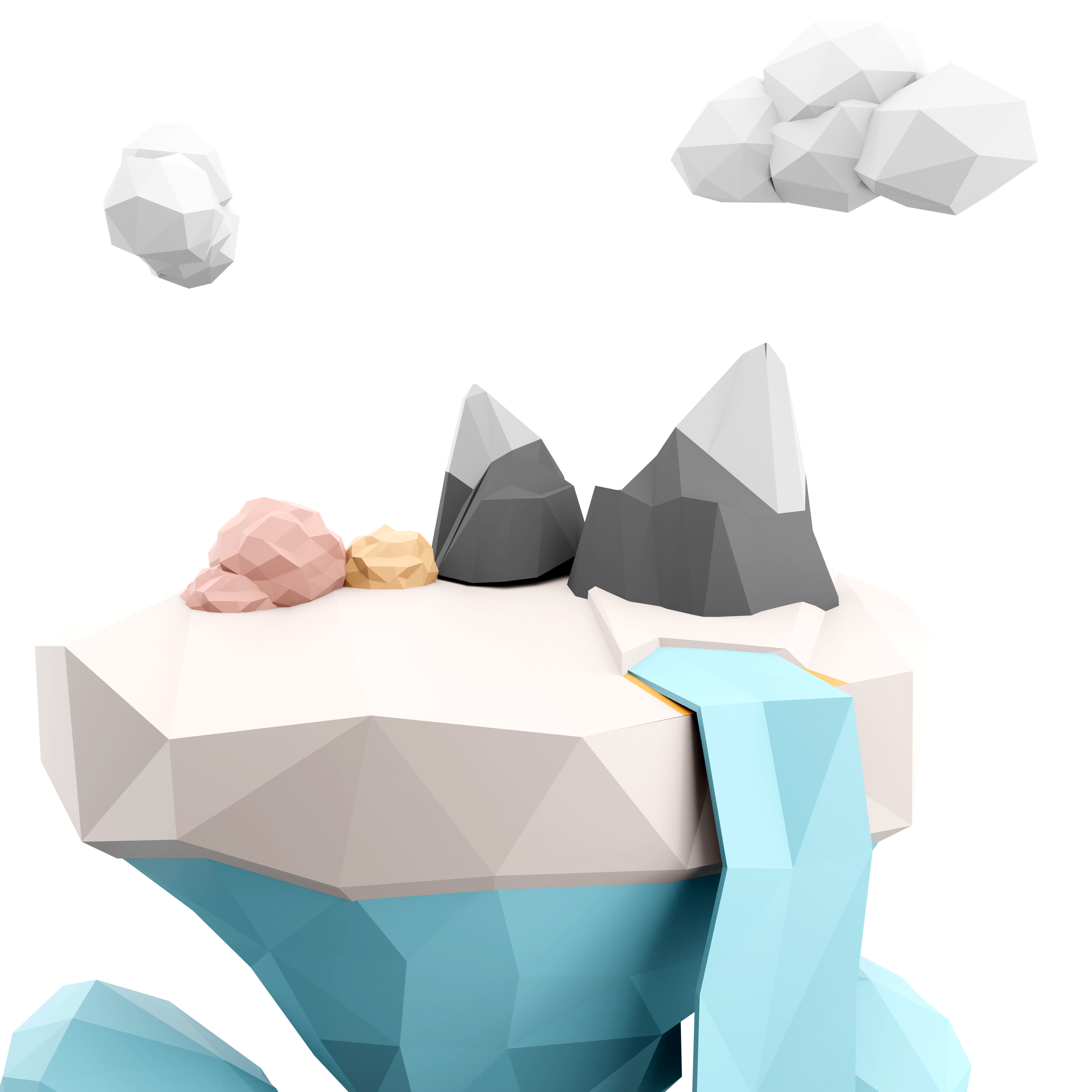 3d  fantasy white island flying in weightlessness icon 3D model_5