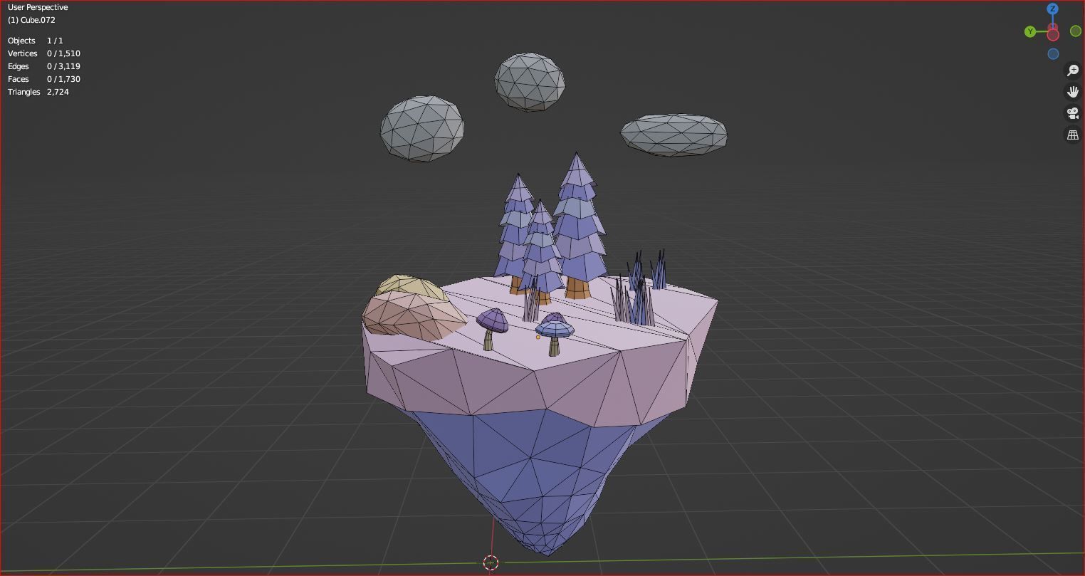 3d  purple flying island icon 3D model_6