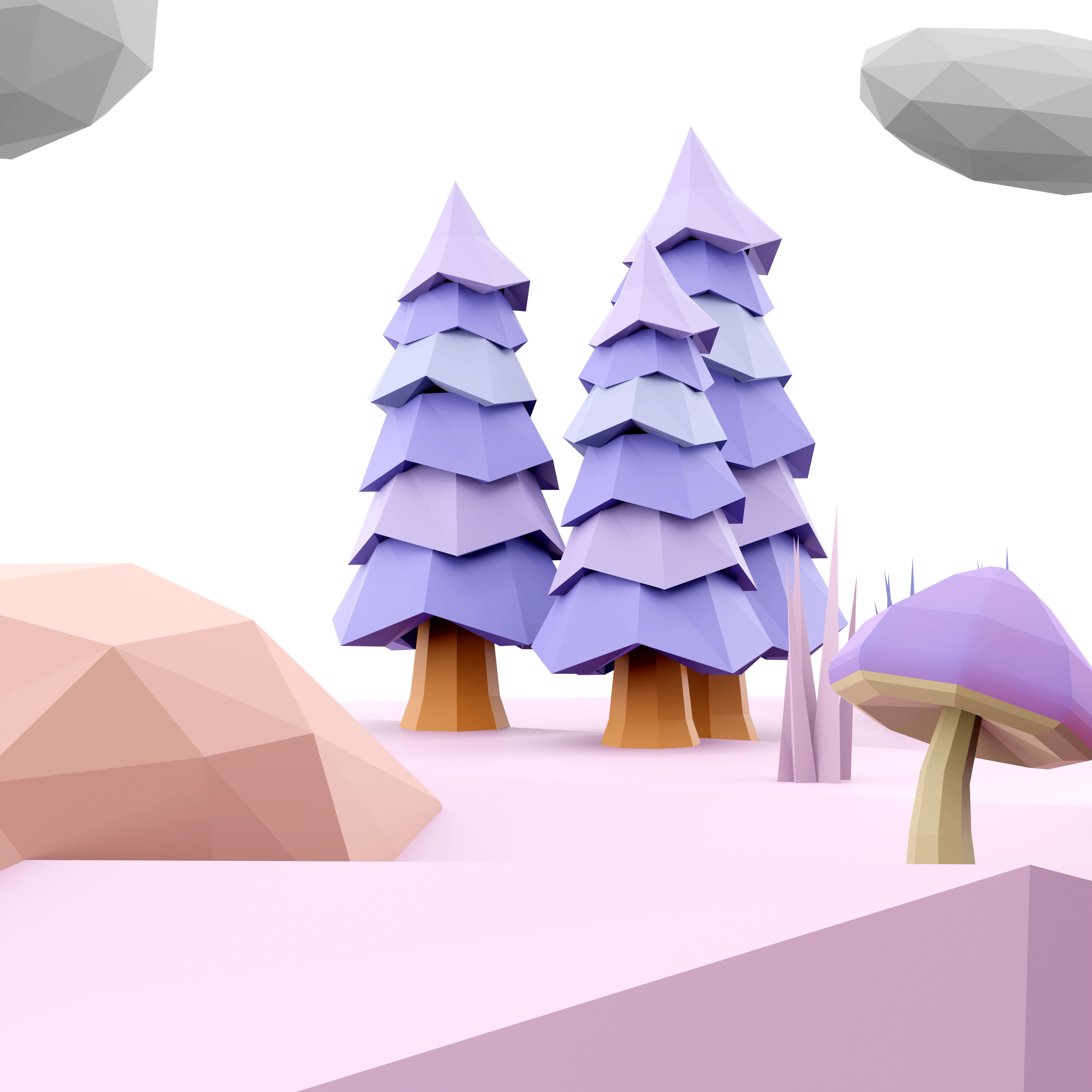 3d  purple flying island icon 3D model_5