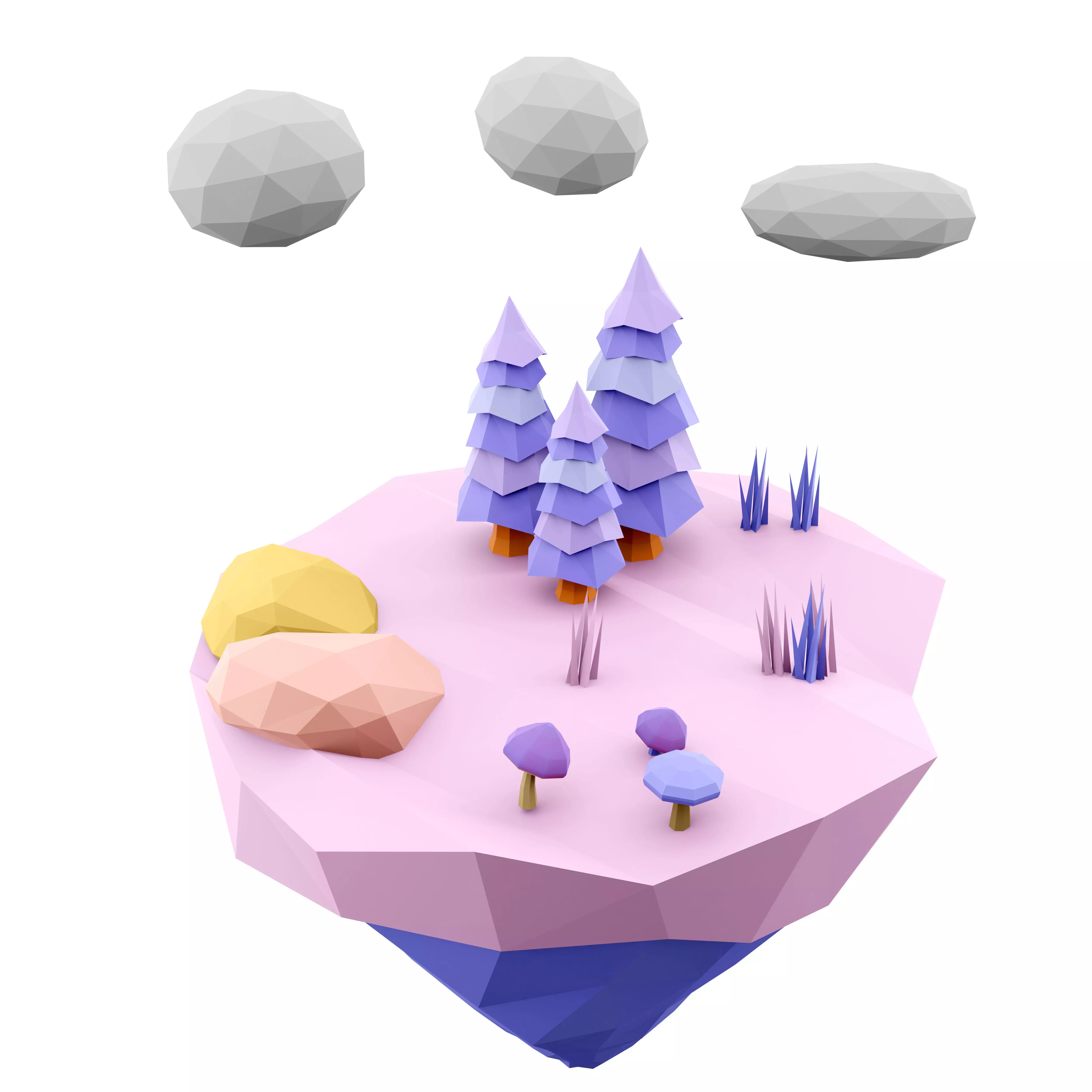3d  purple flying island icon 3D model_0