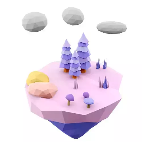 3d  purple flying island icon