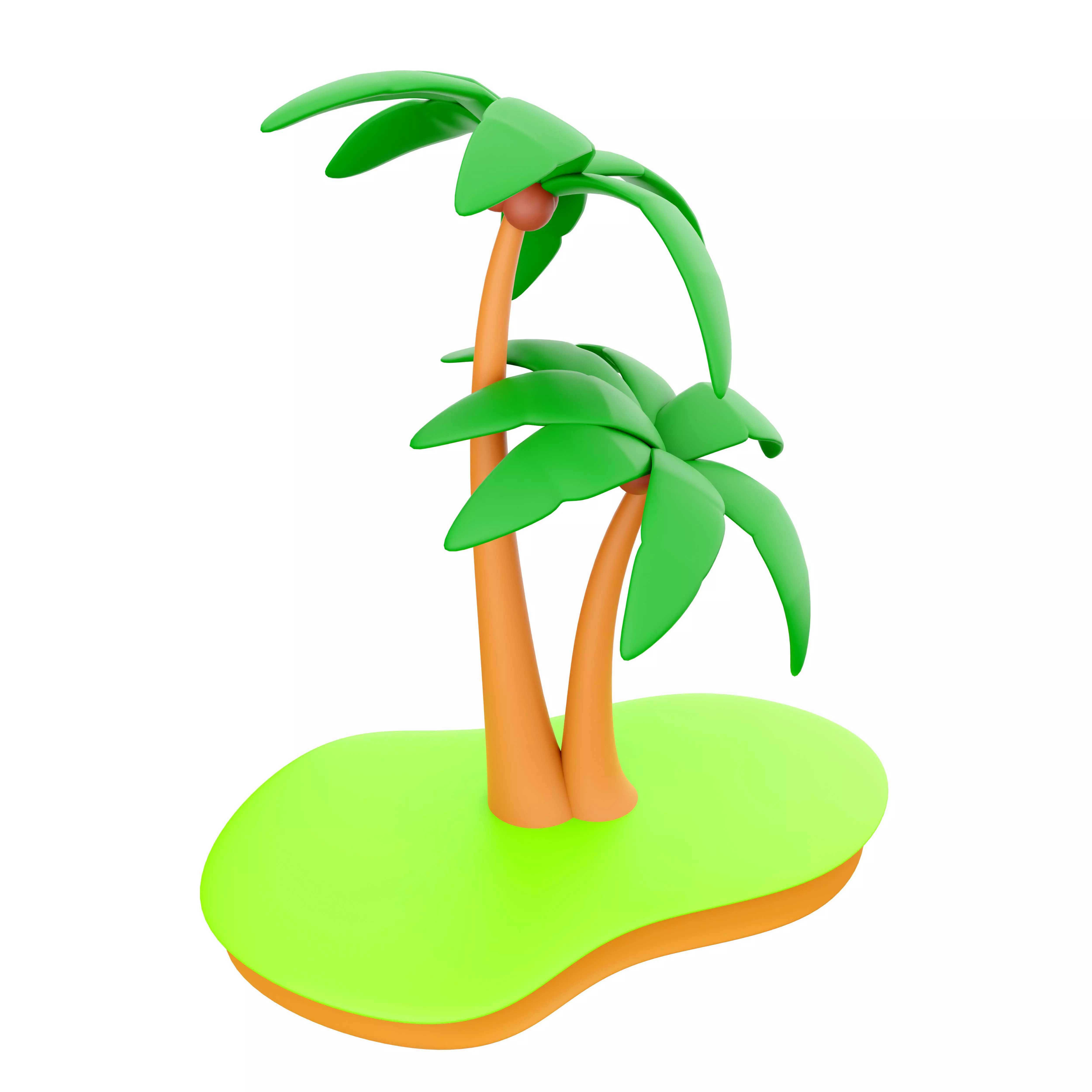 3d coconut palm tree  icon 3D model_0
