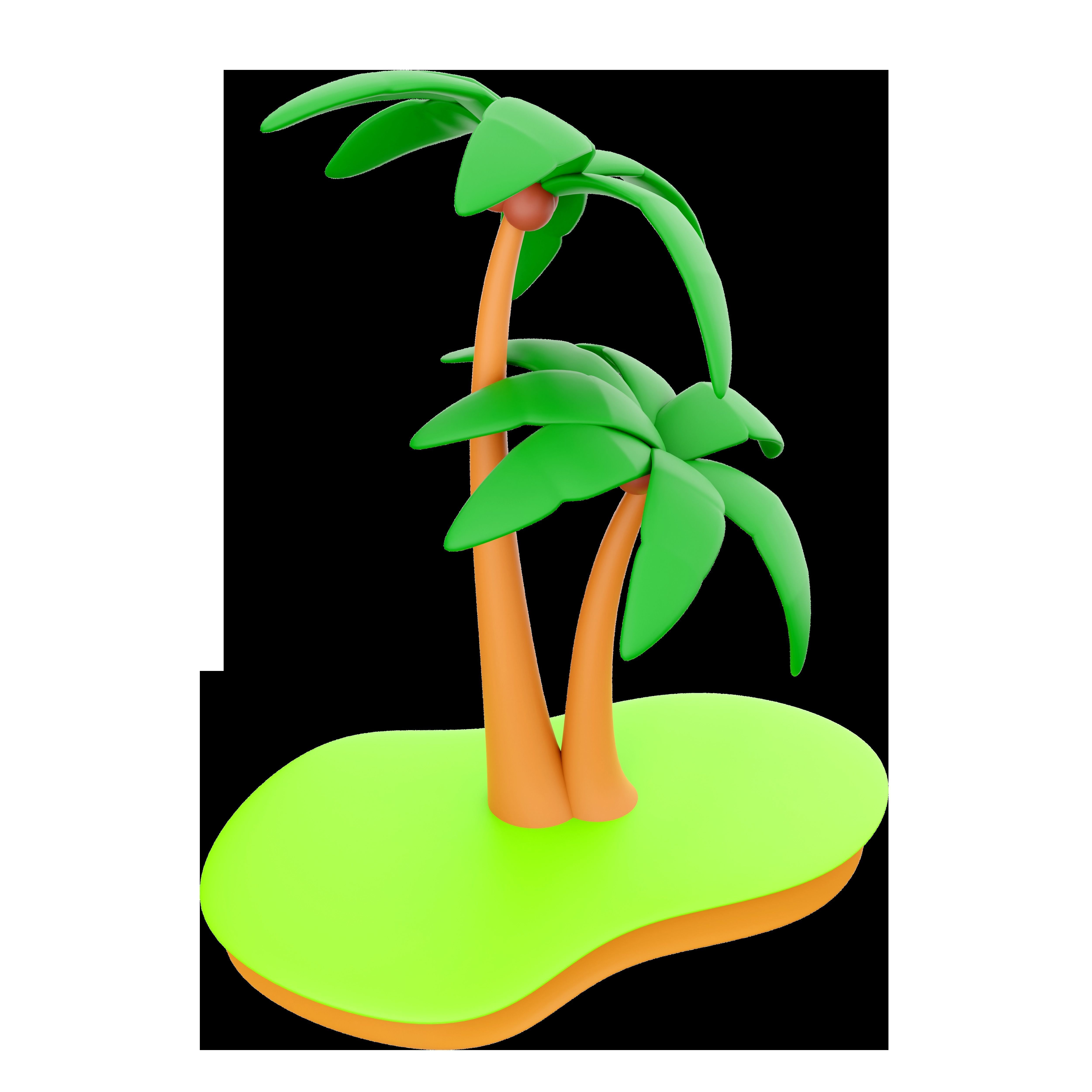 3d coconut palm tree  icon 3D model_3