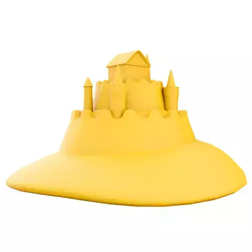 3d sand castle on beach summer icon