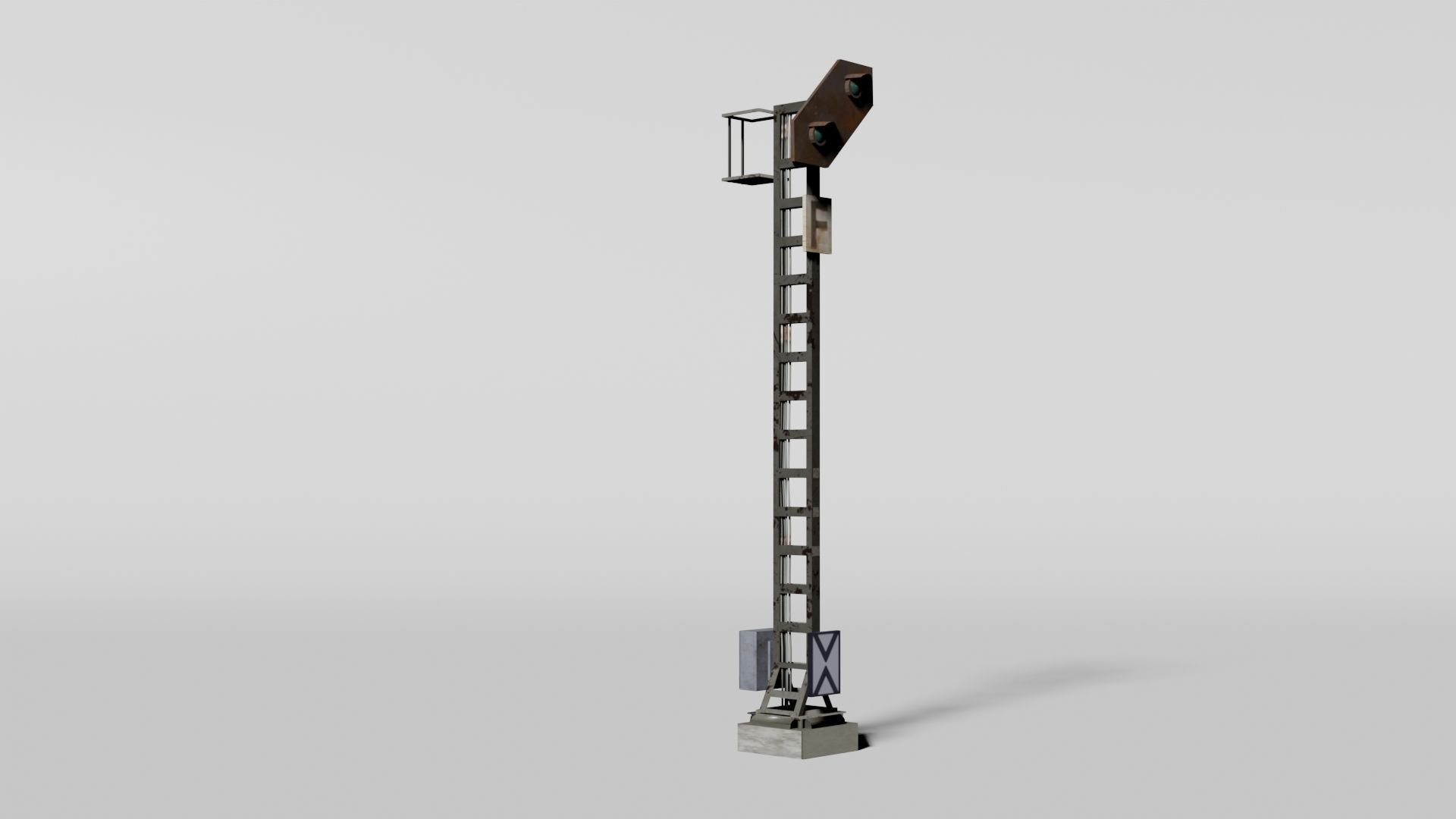 Trackside distant signal Low-poly 3D model_6