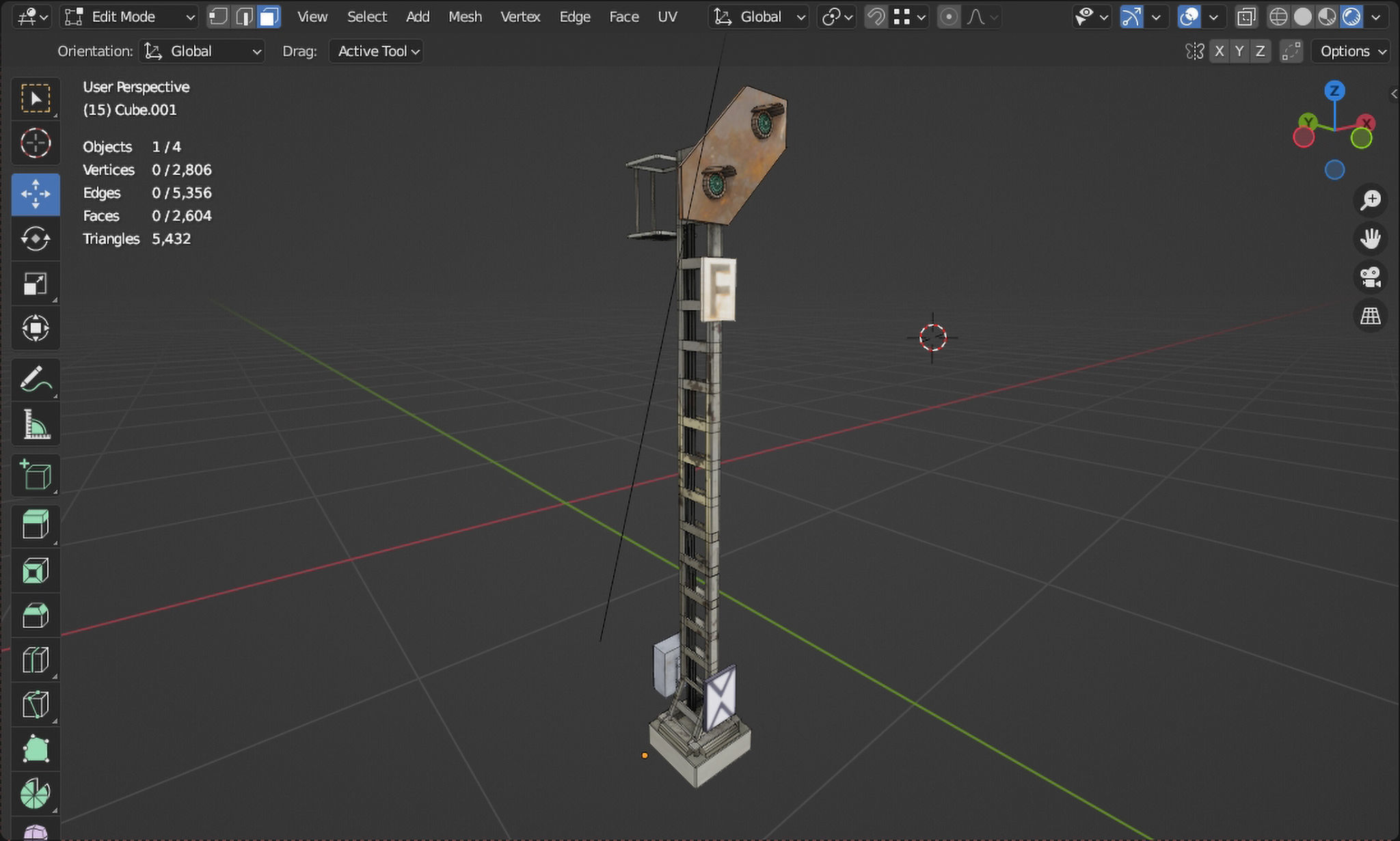 Trackside distant signal Low-poly 3D model_8