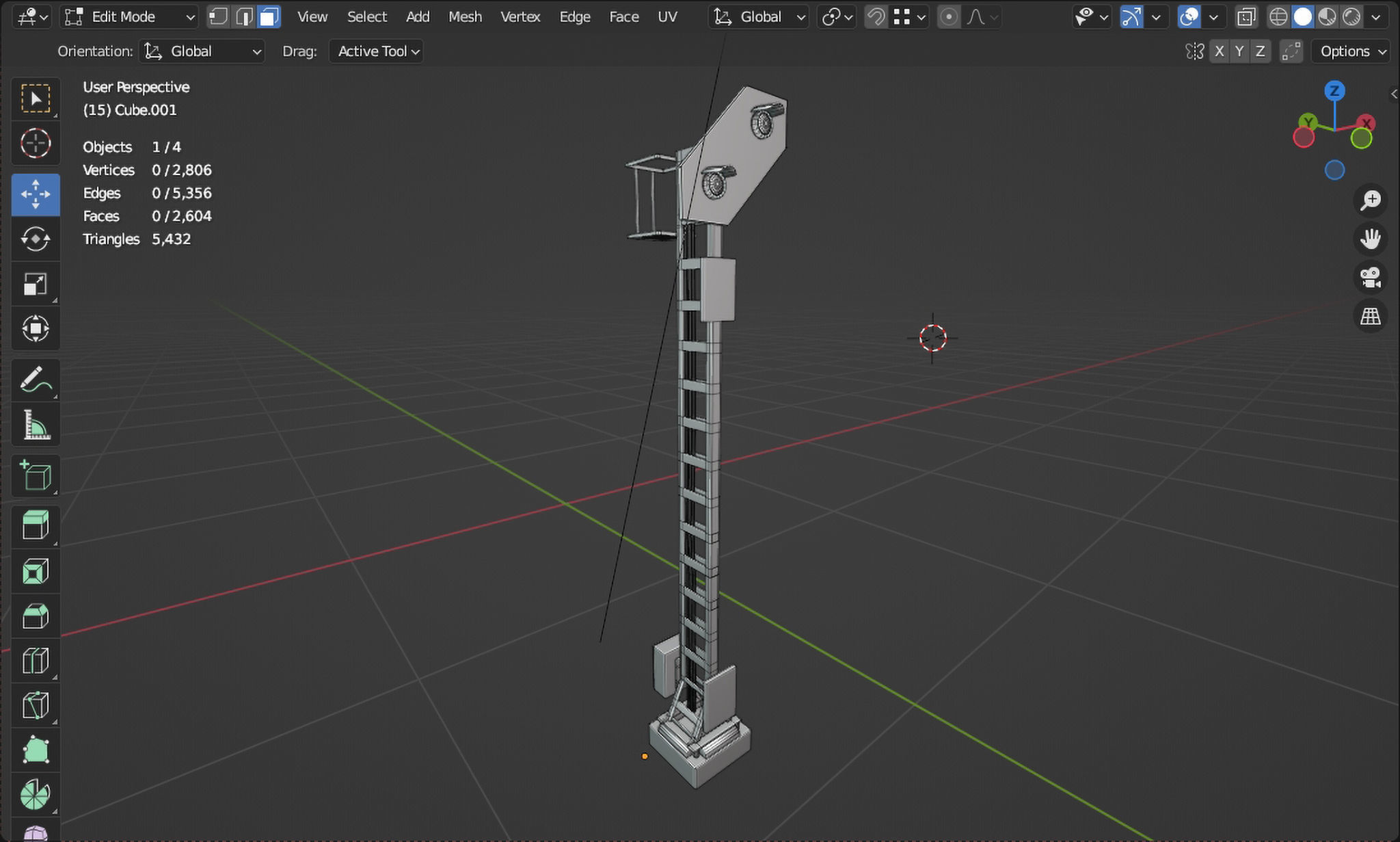 Trackside distant signal Low-poly 3D model_9