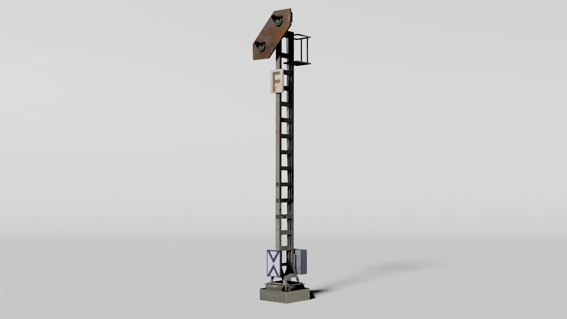 Trackside distant signal Low-poly 3D model_1