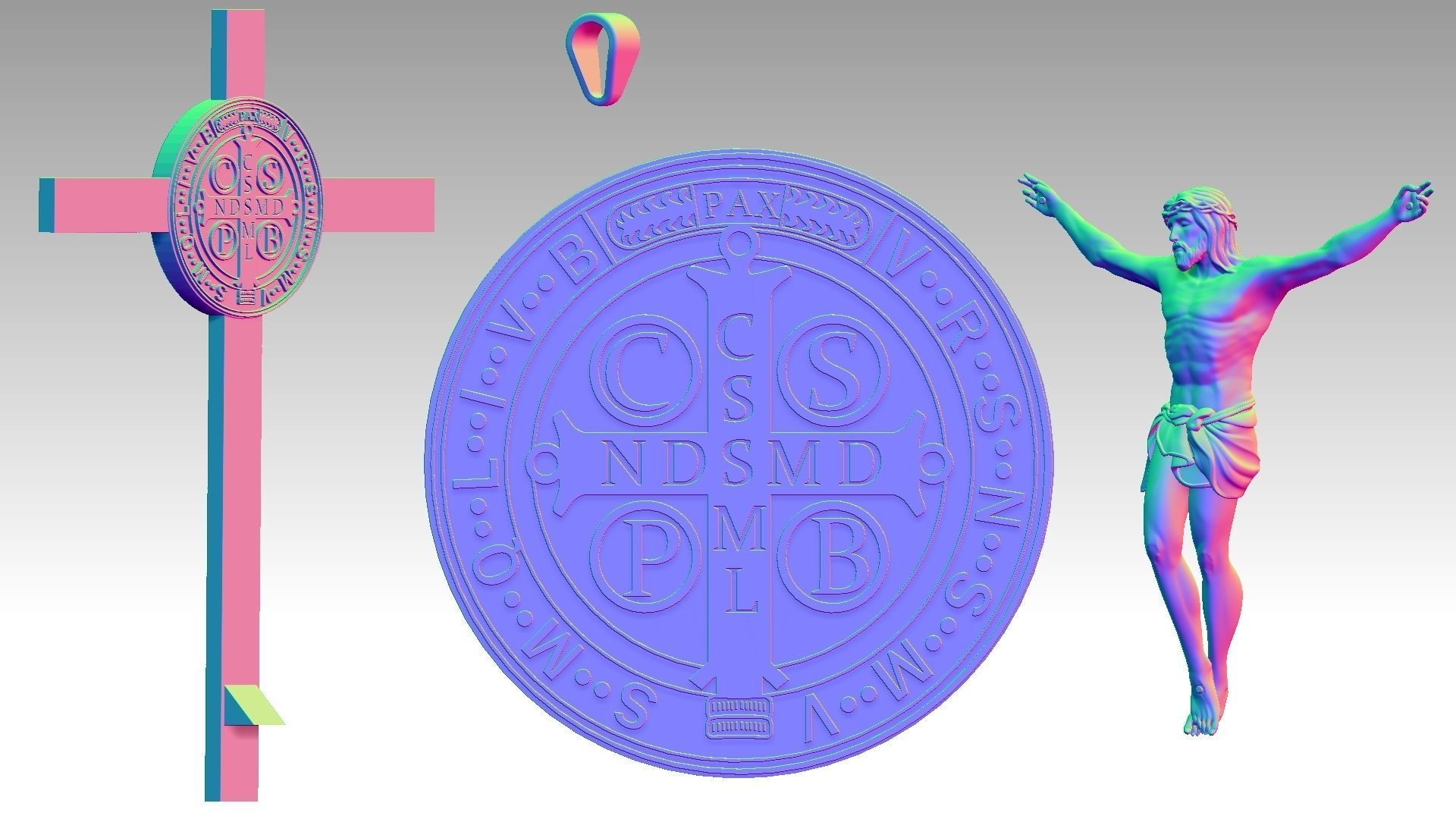 The Exorcism Cross with medal of Saint Benedict 3D print model_7