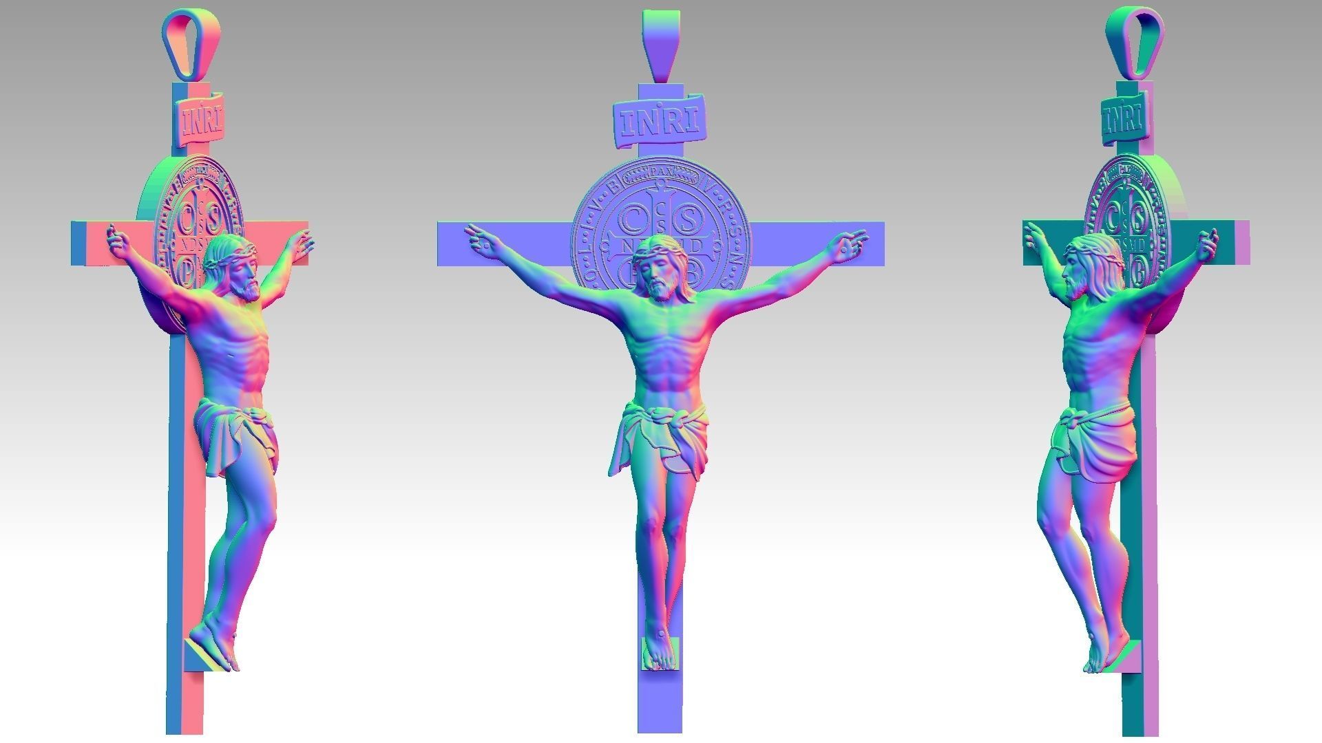 The Exorcism Cross with medal of Saint Benedict 3D print model_16