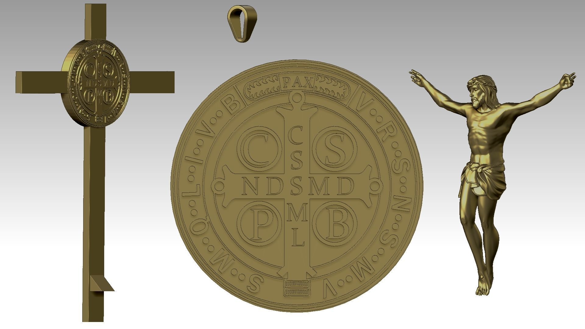 The Exorcism Cross with medal of Saint Benedict 3D print model_3