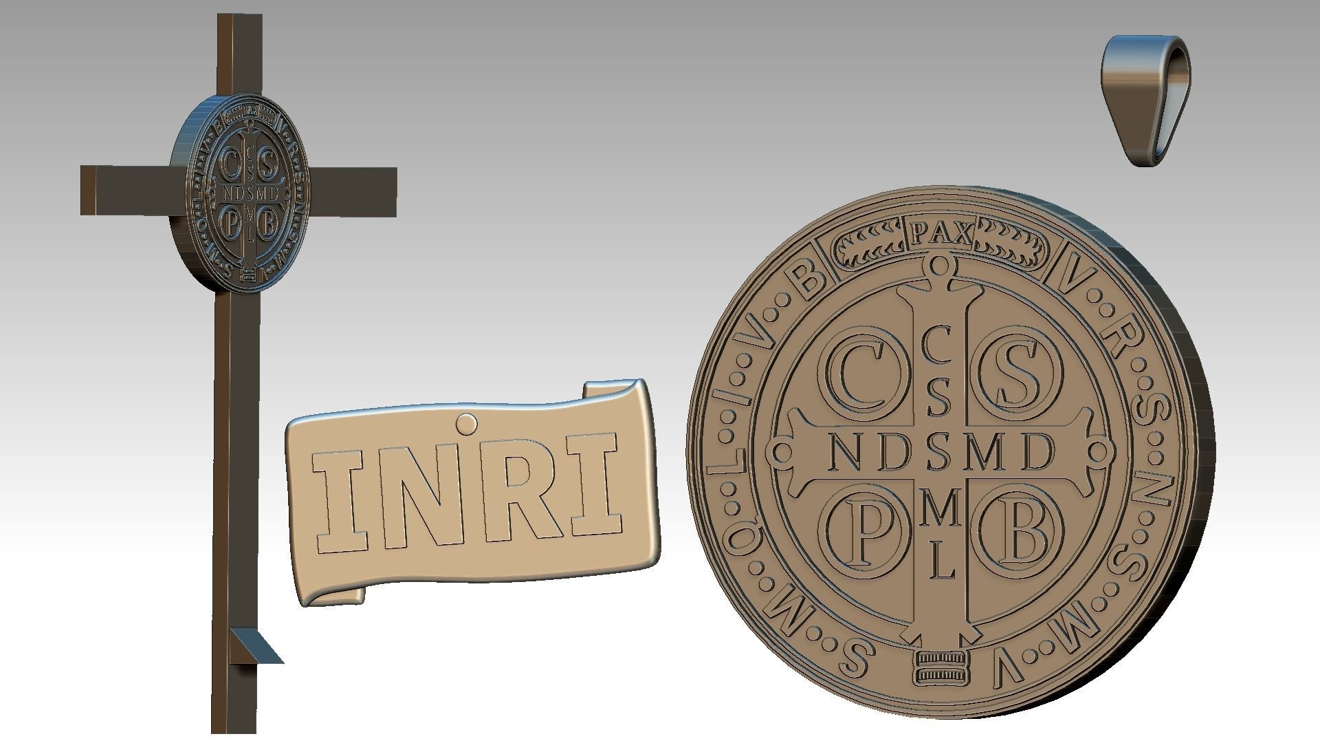 The Exorcism Cross with medal of Saint Benedict 3D print model_21