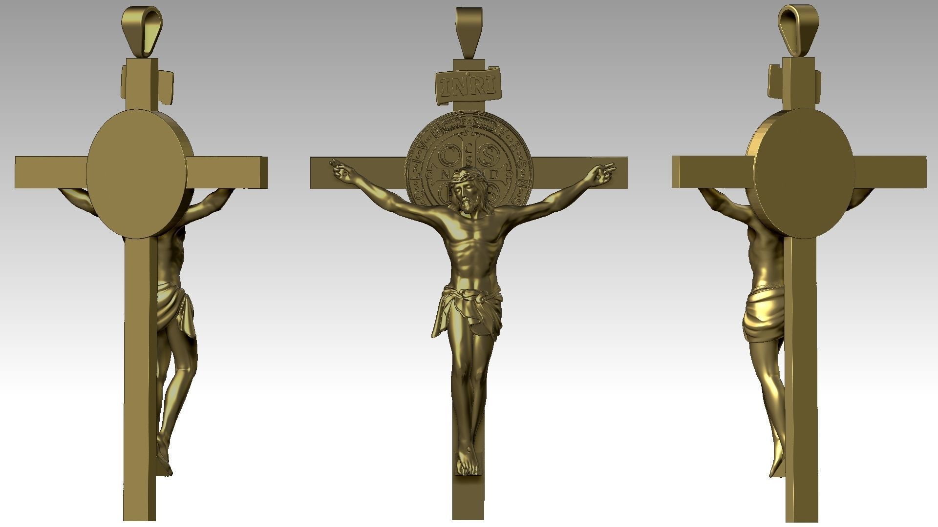The Exorcism Cross with medal of Saint Benedict 3D print model_18