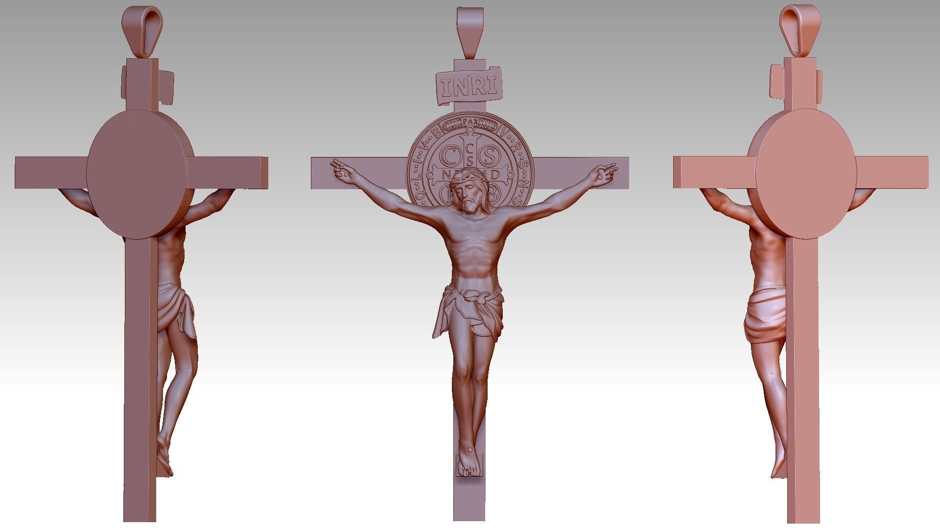 The Exorcism Cross with medal of Saint Benedict 3D print model_20
