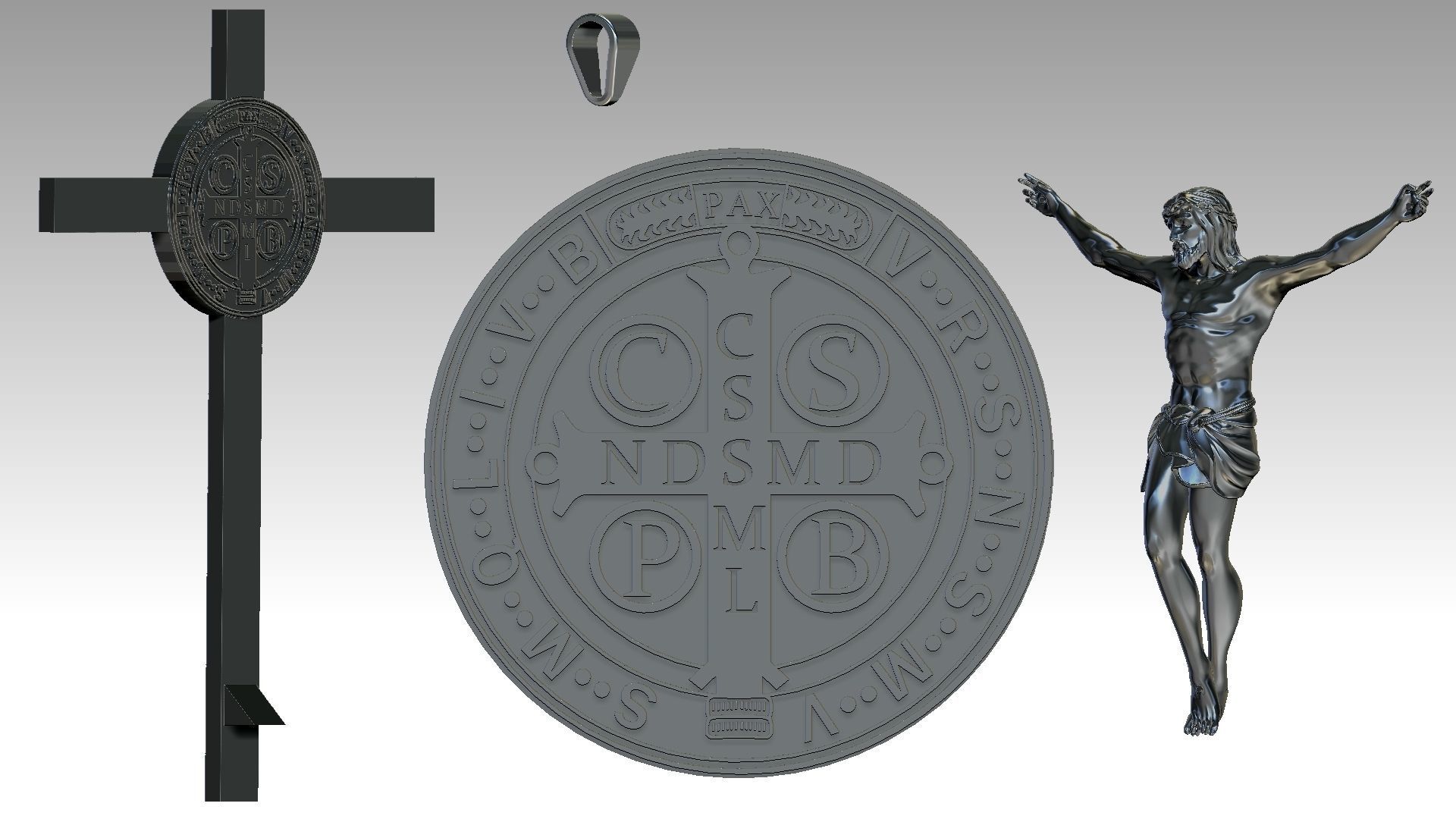 The Exorcism Cross with medal of Saint Benedict 3D print model_6