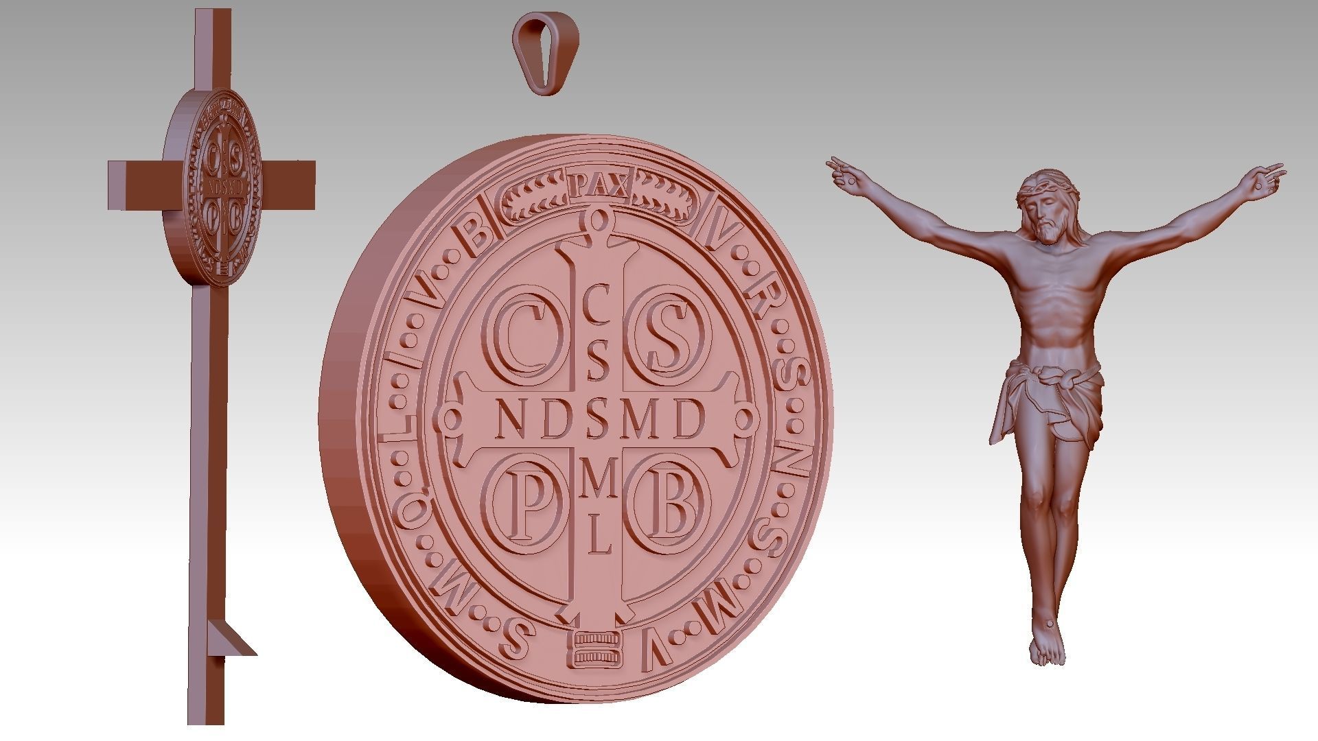 The Exorcism Cross with medal of Saint Benedict 3D print model_13