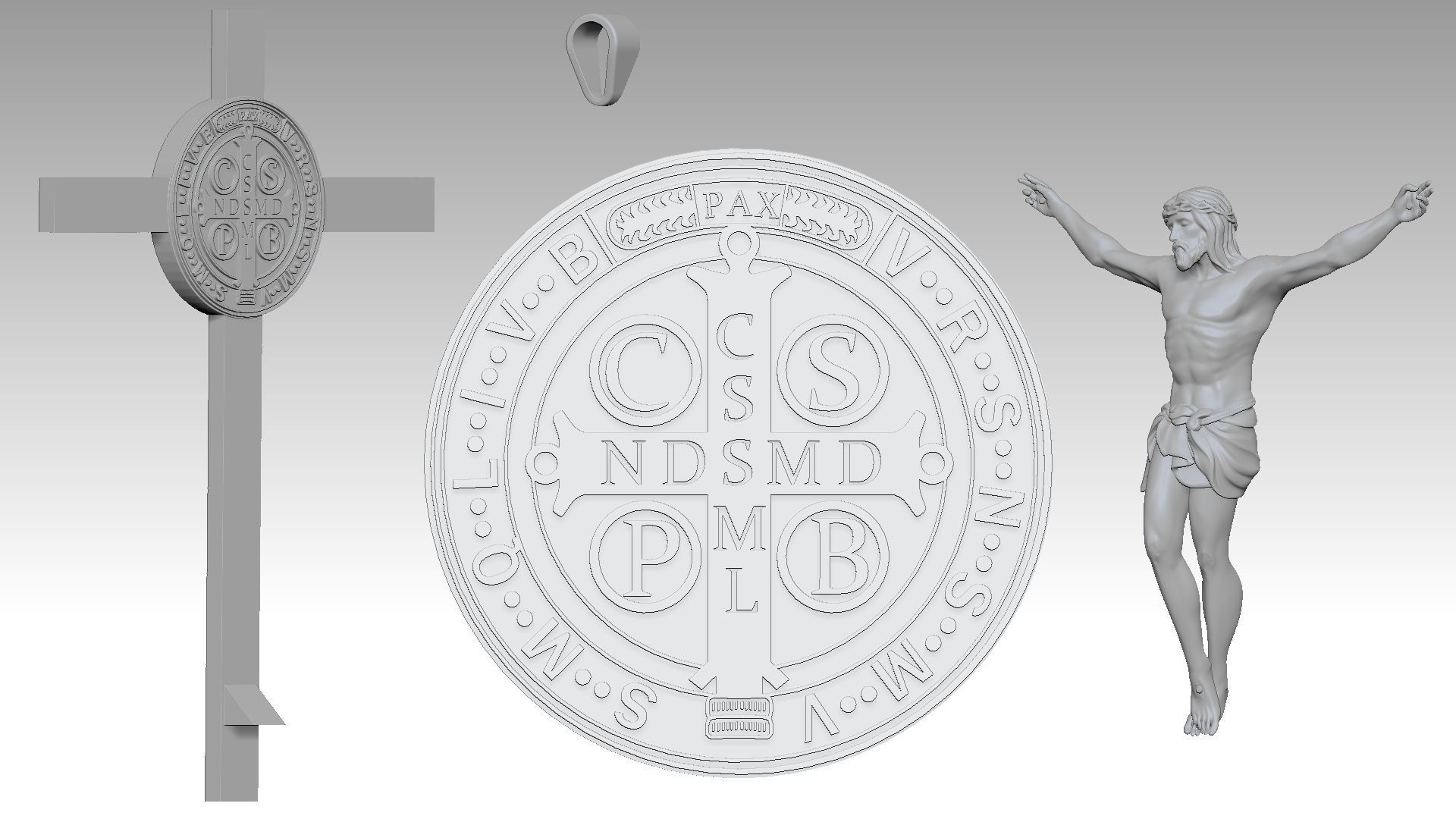 The Exorcism Cross with medal of Saint Benedict 3D print model_9