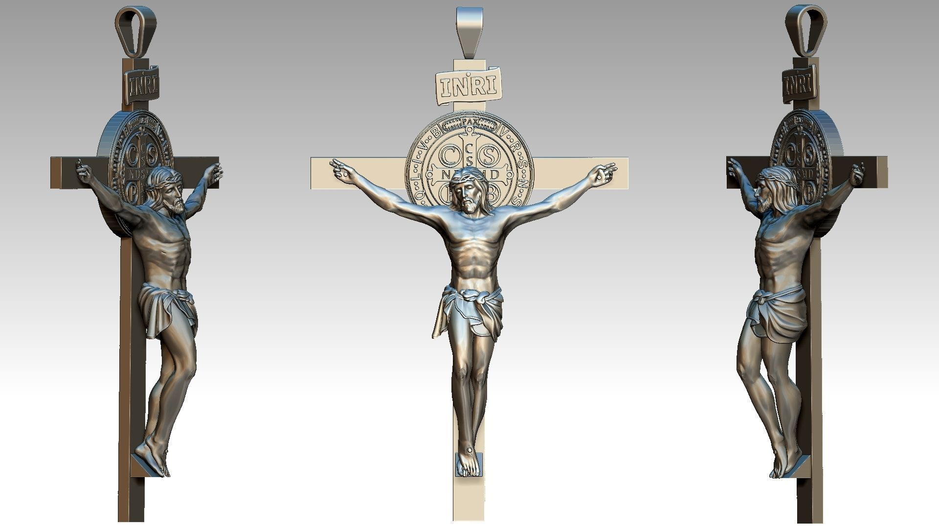 The Exorcism Cross with medal of Saint Benedict 3D print model_14