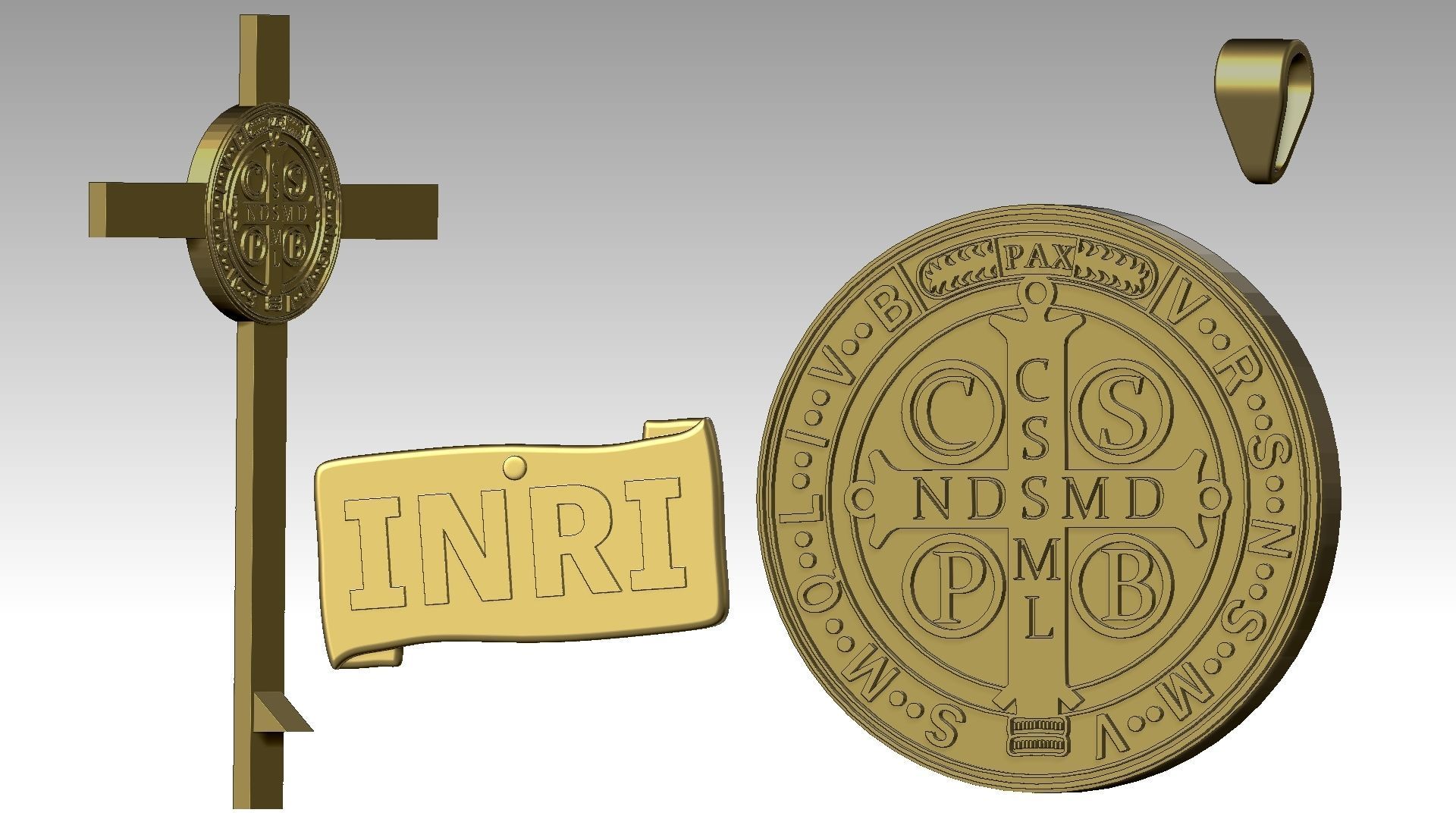The Exorcism Cross with medal of Saint Benedict 3D print model_8