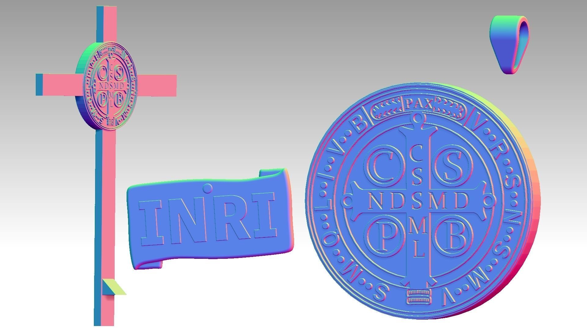 The Exorcism Cross with medal of Saint Benedict 3D print model_22