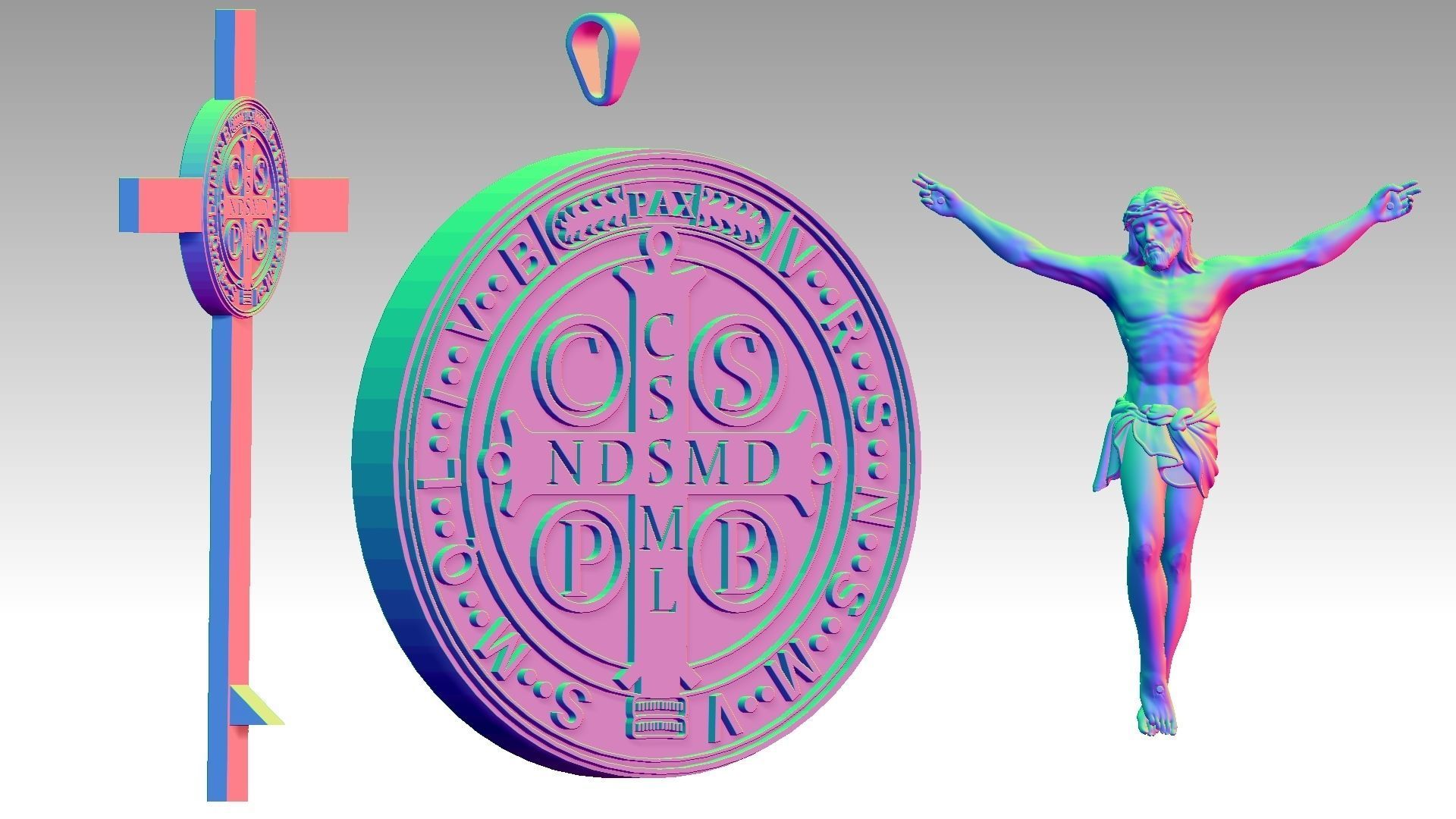 The Exorcism Cross with medal of Saint Benedict 3D print model_1