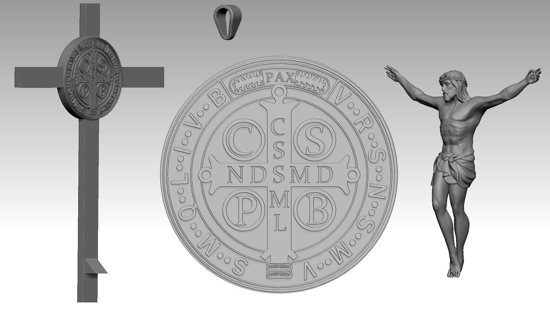 The Exorcism Cross with medal of Saint Benedict 3D print model_4