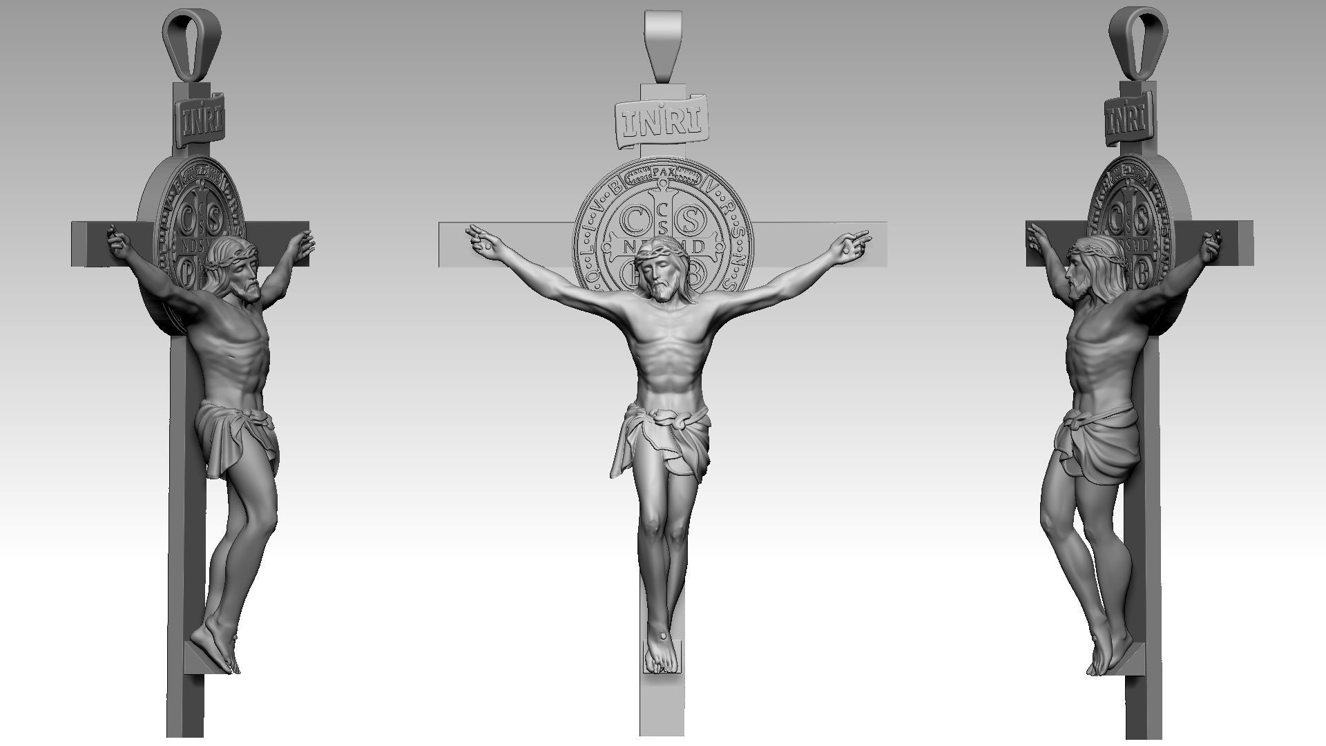 The Exorcism Cross with medal of Saint Benedict 3D print model_12