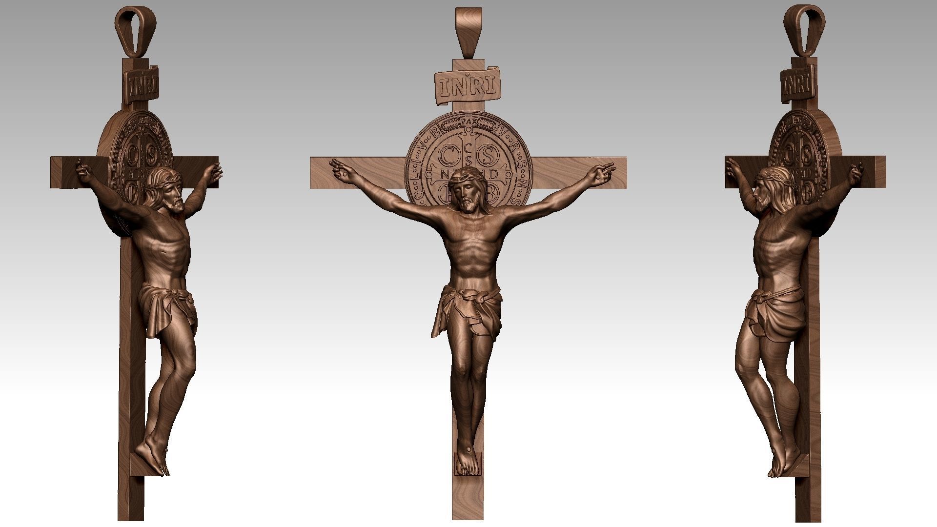 The Exorcism Cross with medal of Saint Benedict 3D print model_17