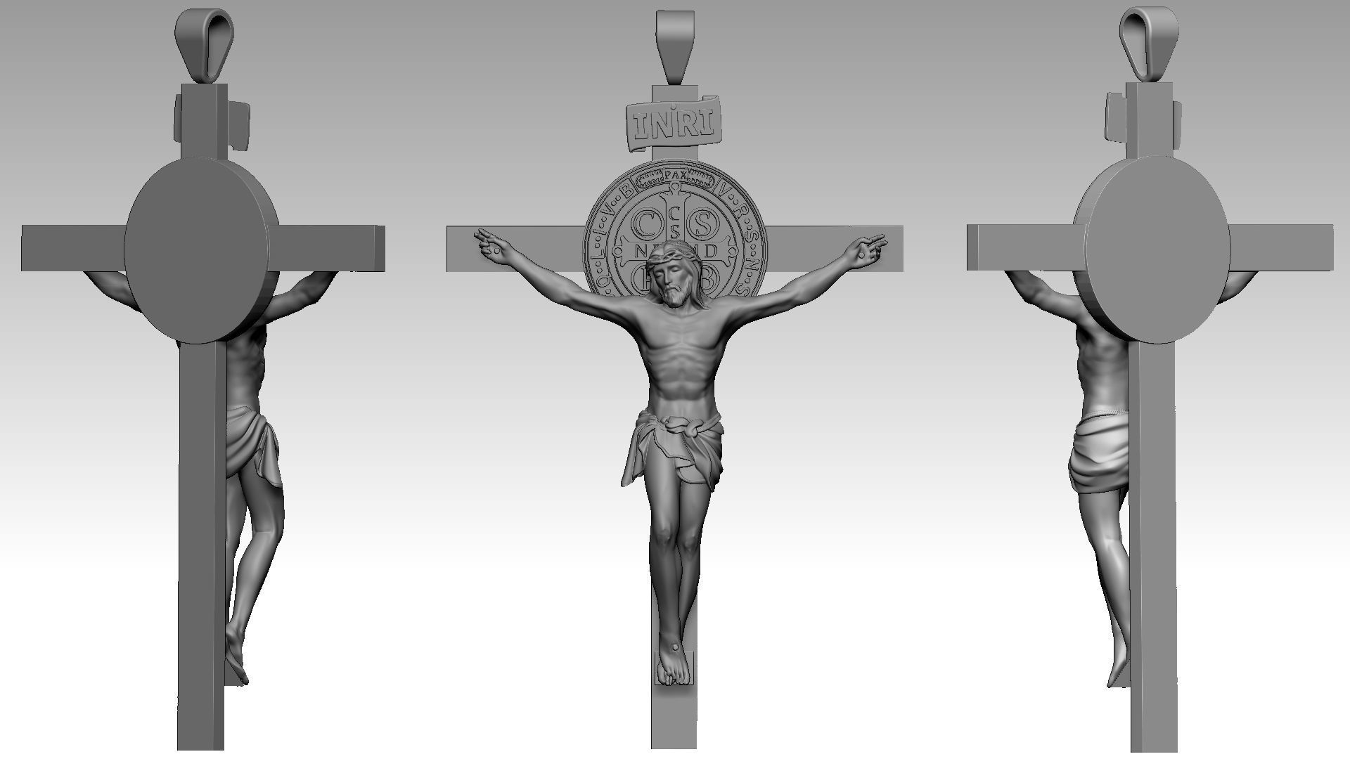 The Exorcism Cross with medal of Saint Benedict 3D print model_2
