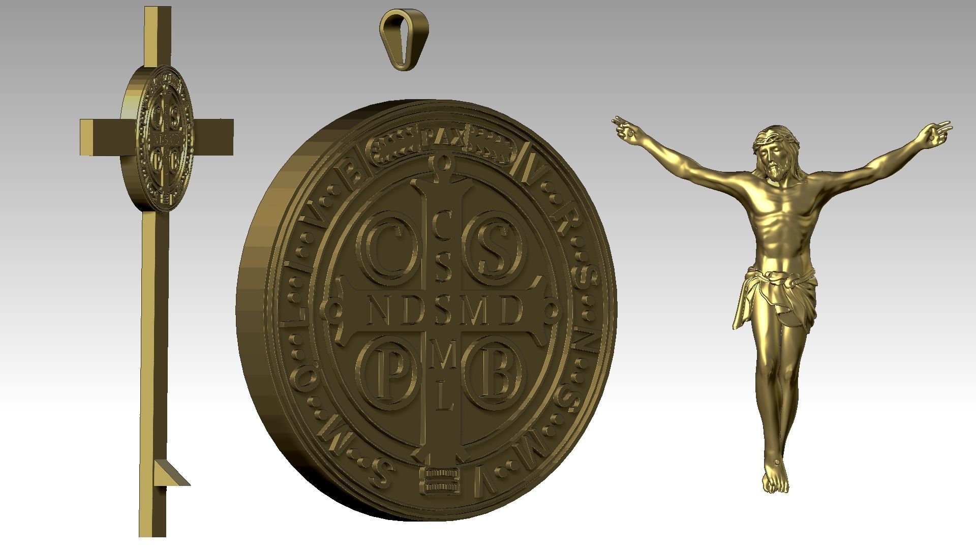 The Exorcism Cross with medal of Saint Benedict 3D print model_10
