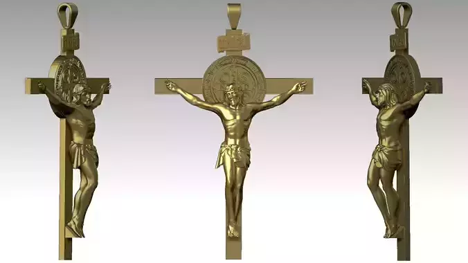The Exorcism Cross with medal of Saint Benedict 3D print model