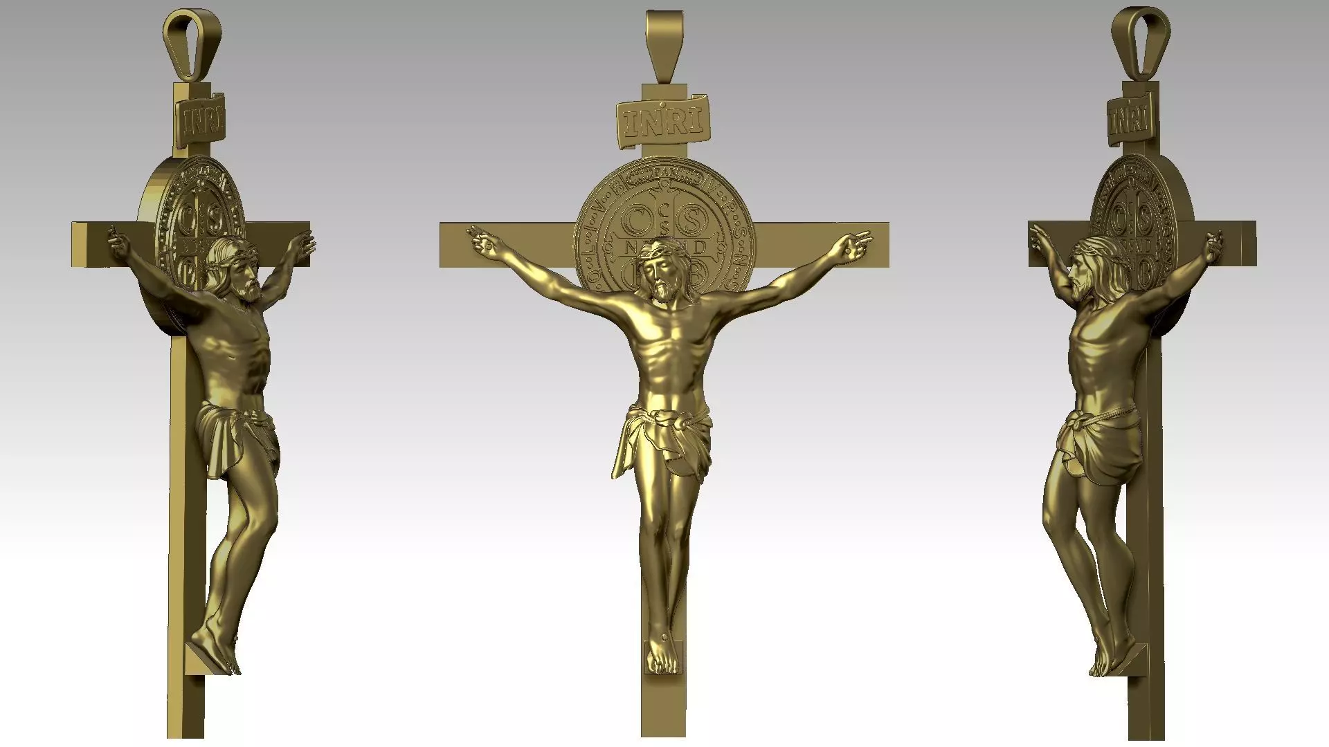 The Exorcism Cross with medal of Saint Benedict 3D print model_0