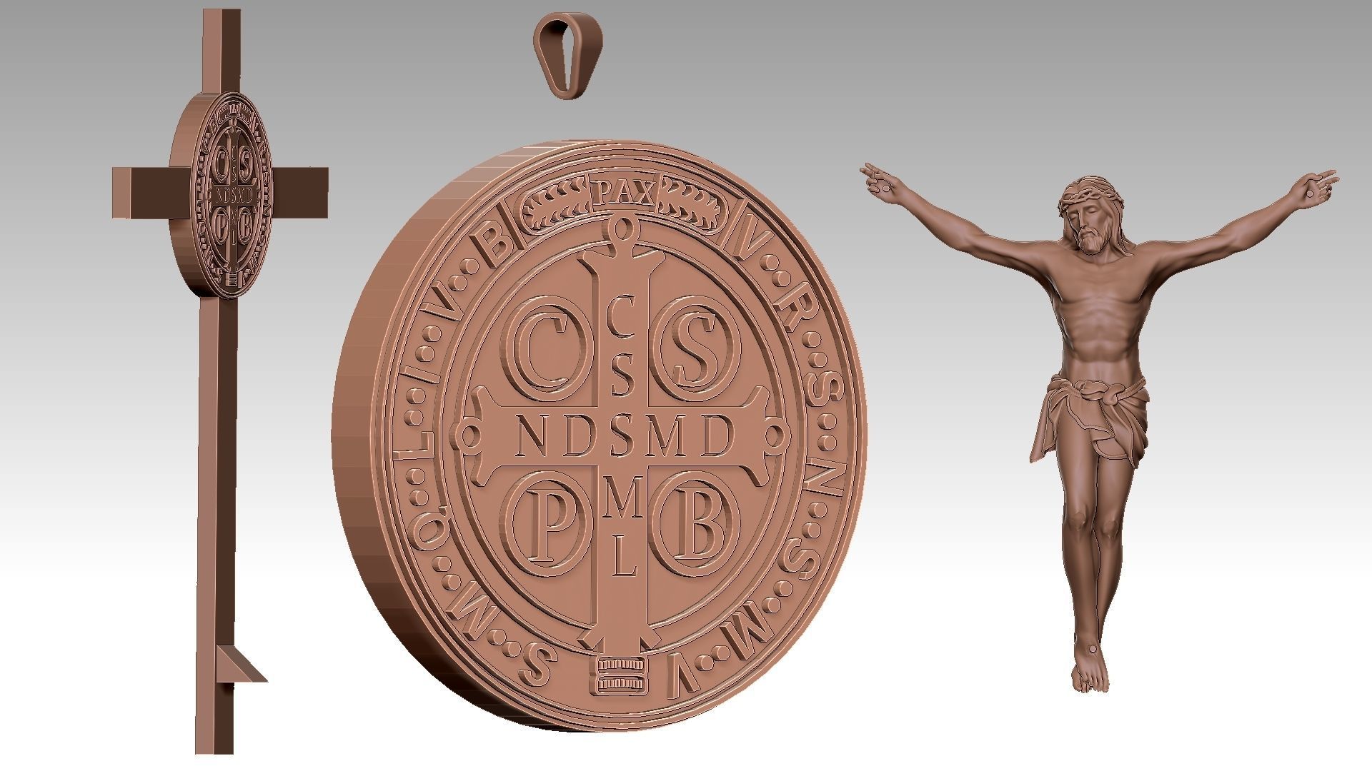 The Exorcism Cross with medal of Saint Benedict 3D print model_5