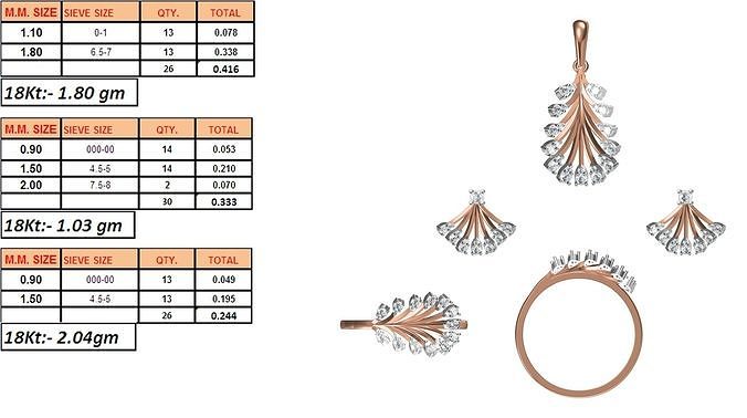 Light Weight Ring Pendant Earring Set STL OBJ FBX JCD Details 3D print model