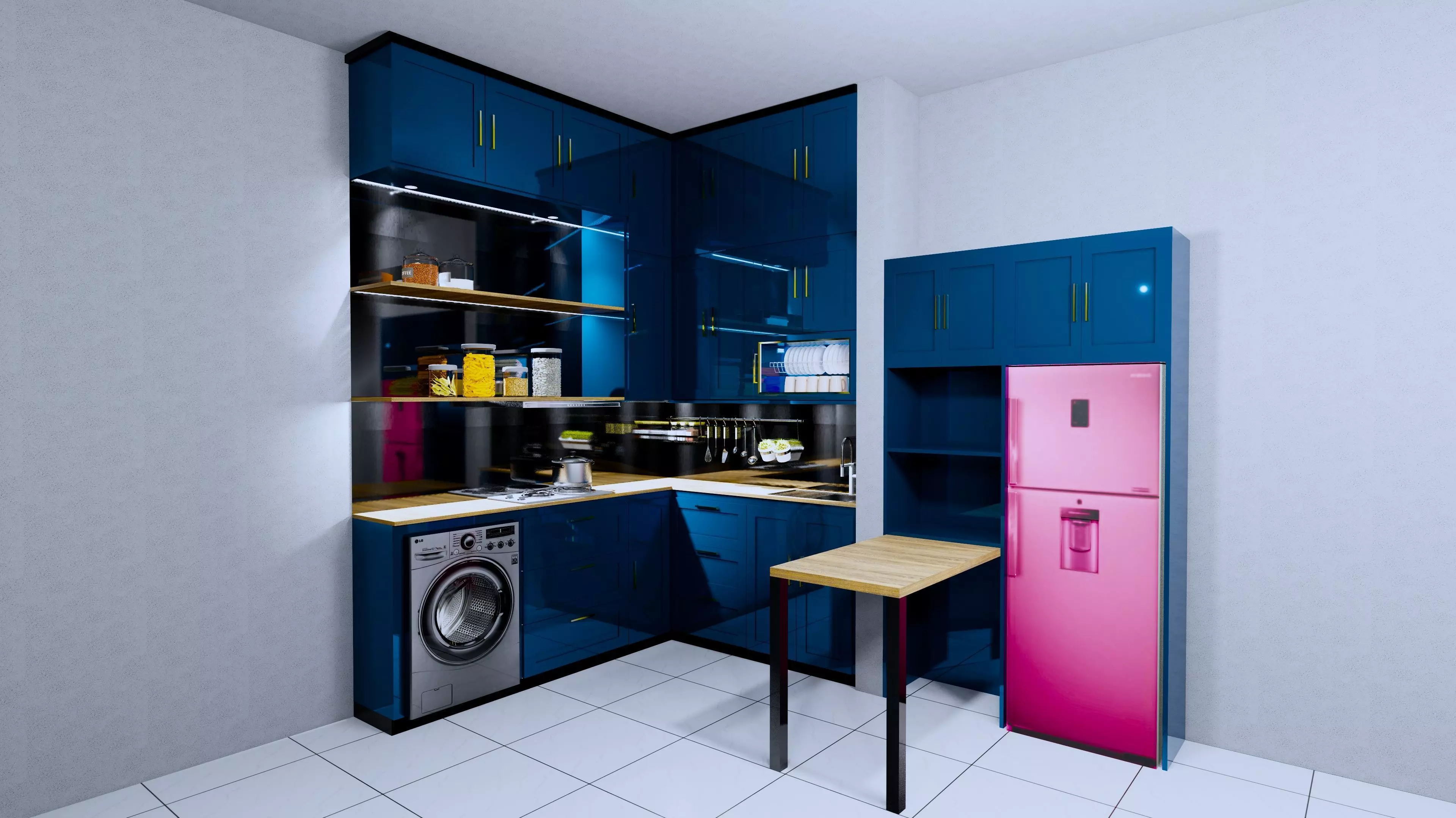3D Modern Kitchen Set Modelling Sketch Up Enscape 3D model