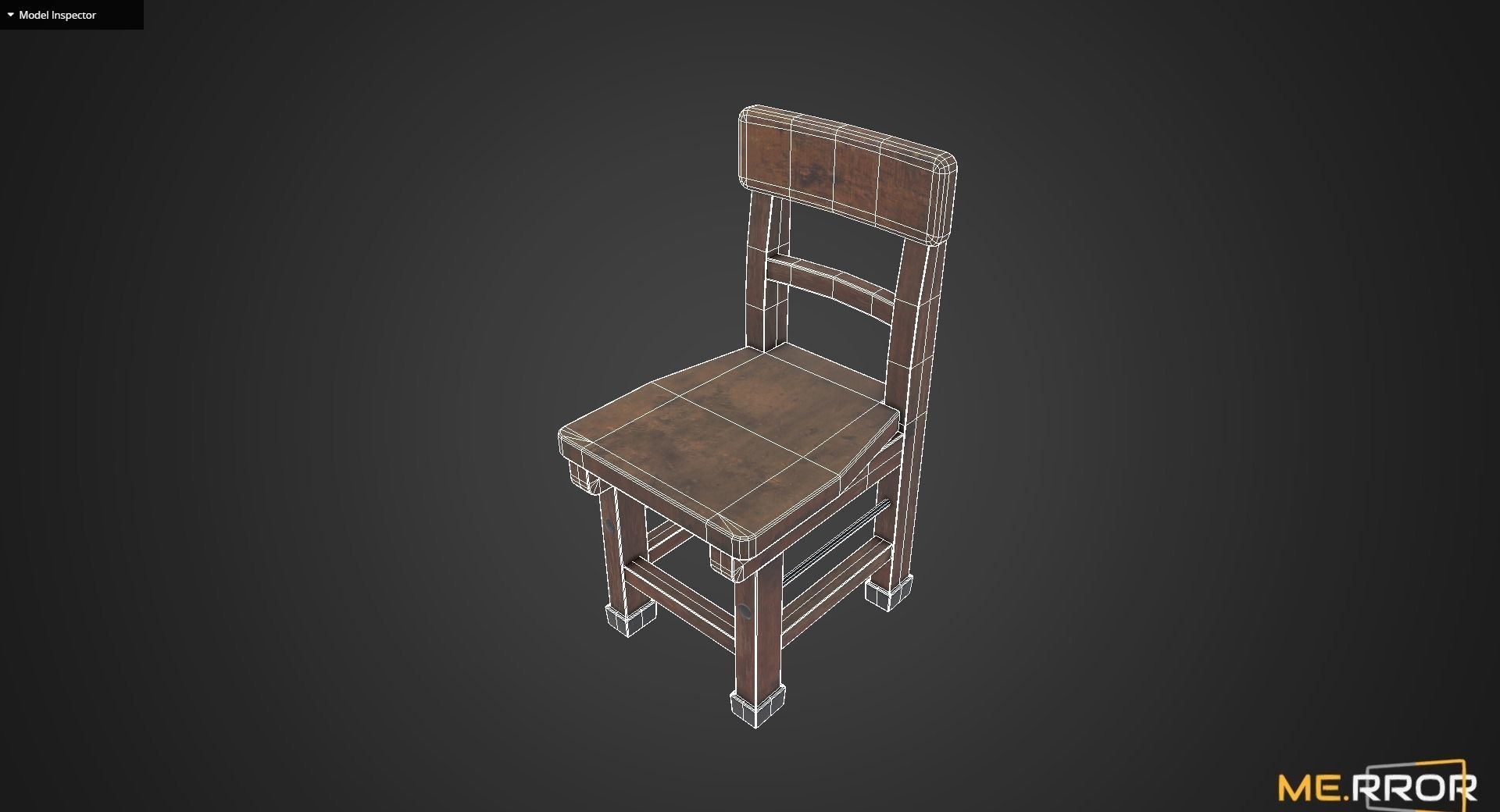 Game Ready Small Wood Chair Low-poly 3D model_4