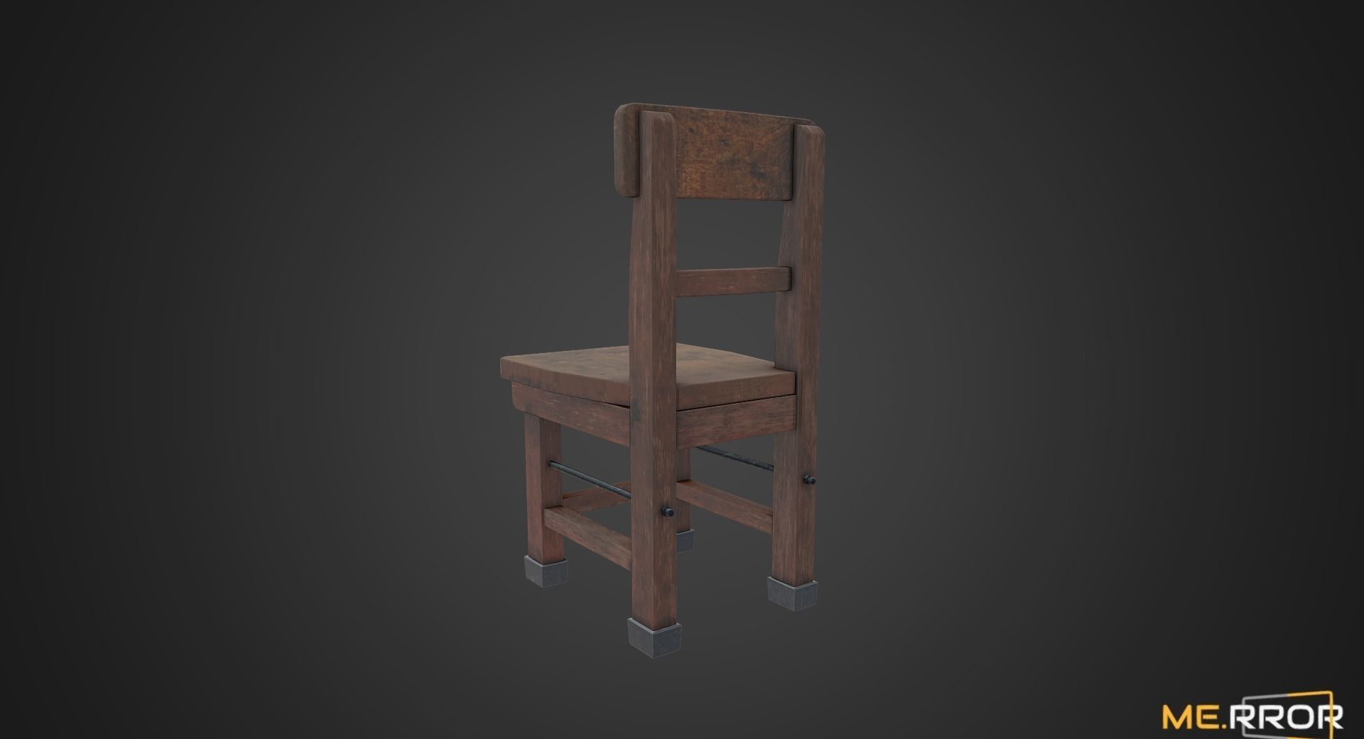 Game Ready Small Wood Chair Low-poly 3D model_7