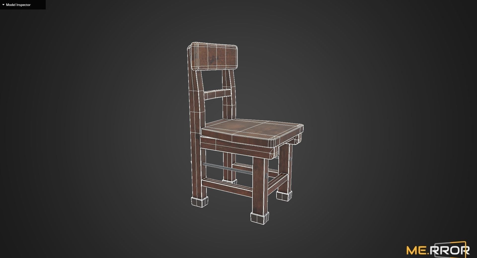 Game Ready Small Wood Chair Low-poly 3D model_3