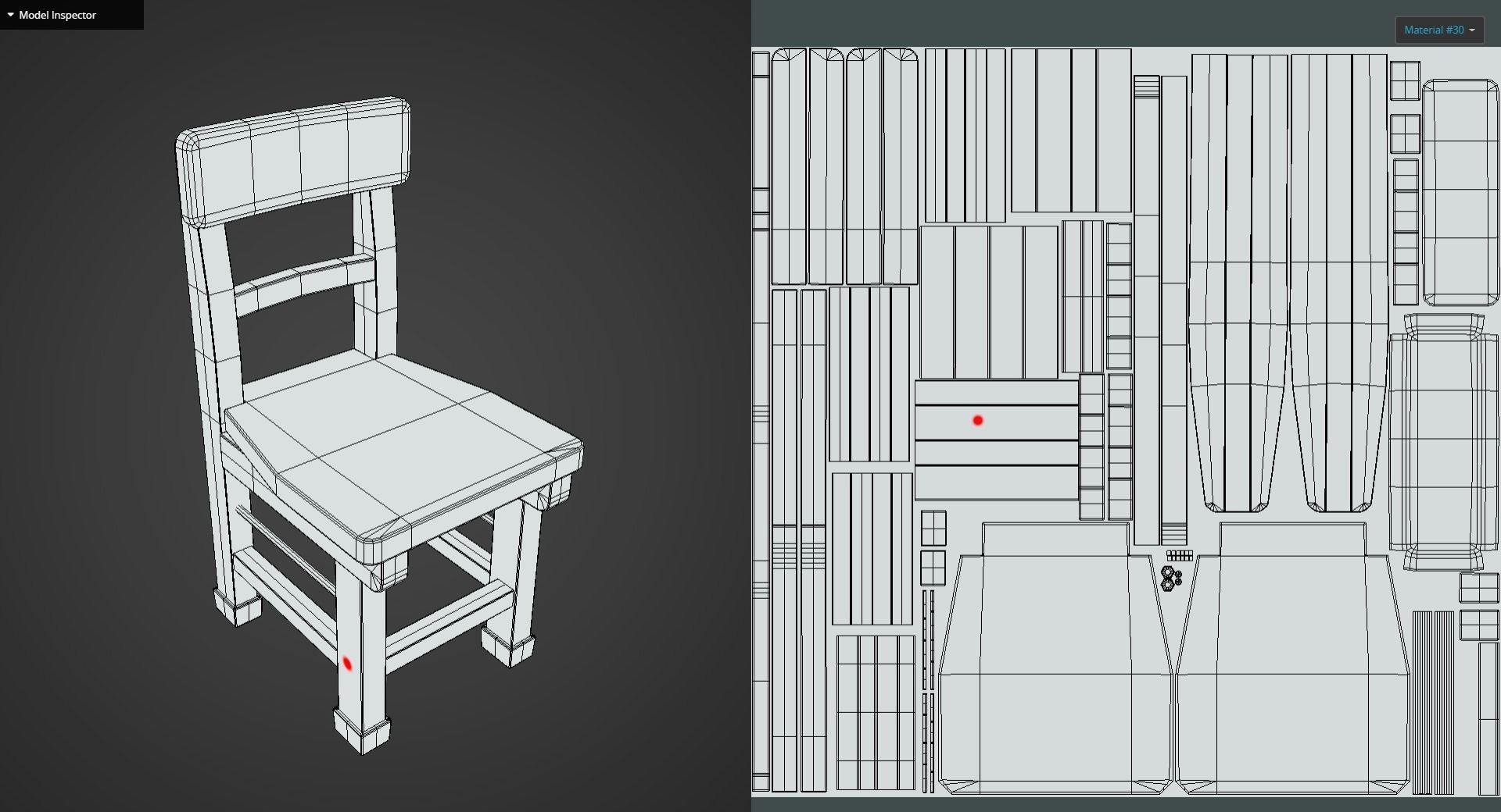 Game Ready Small Wood Chair Low-poly 3D model_9