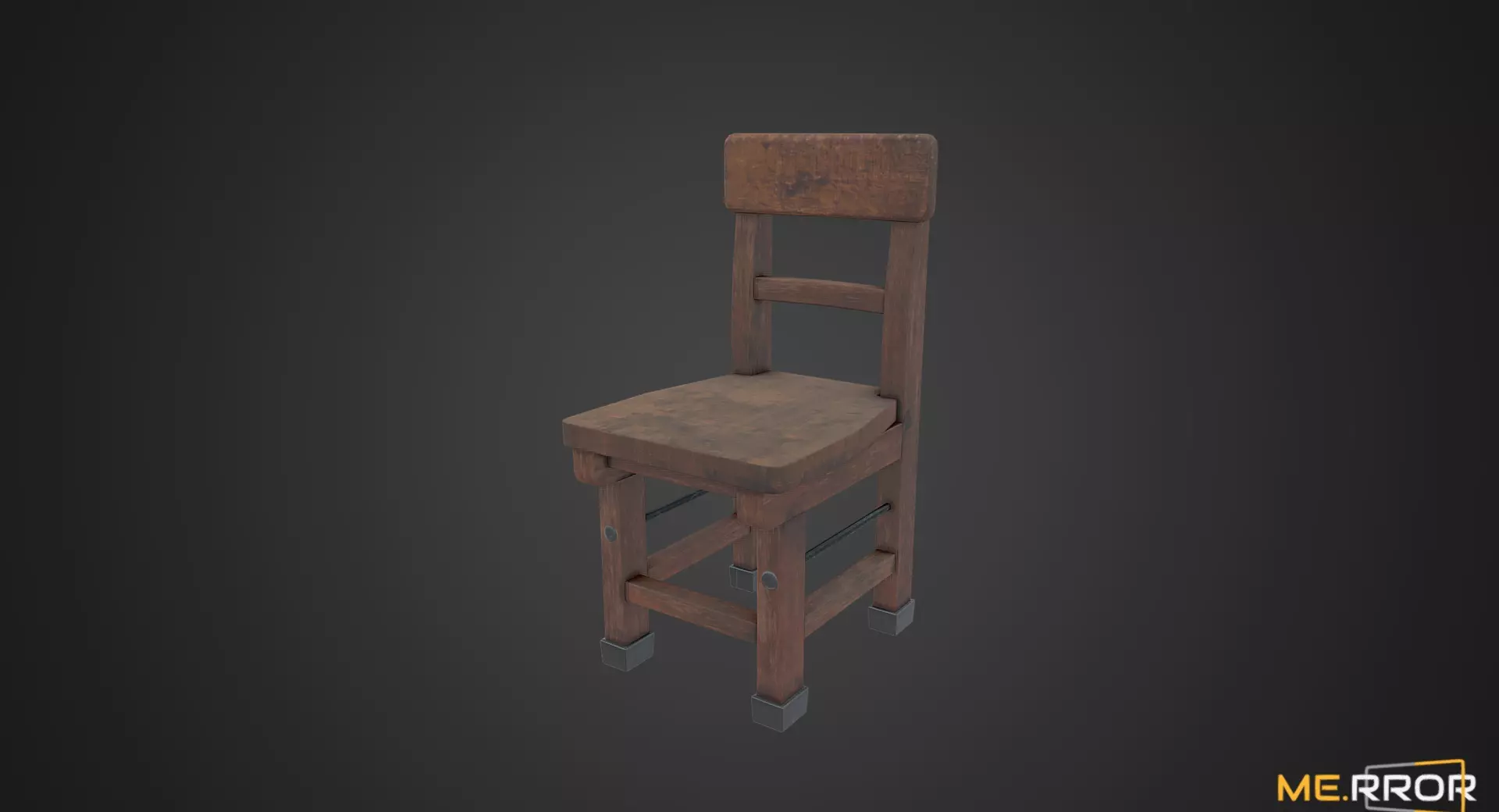 Game Ready Small Wood Chair Low-poly 3D model_0