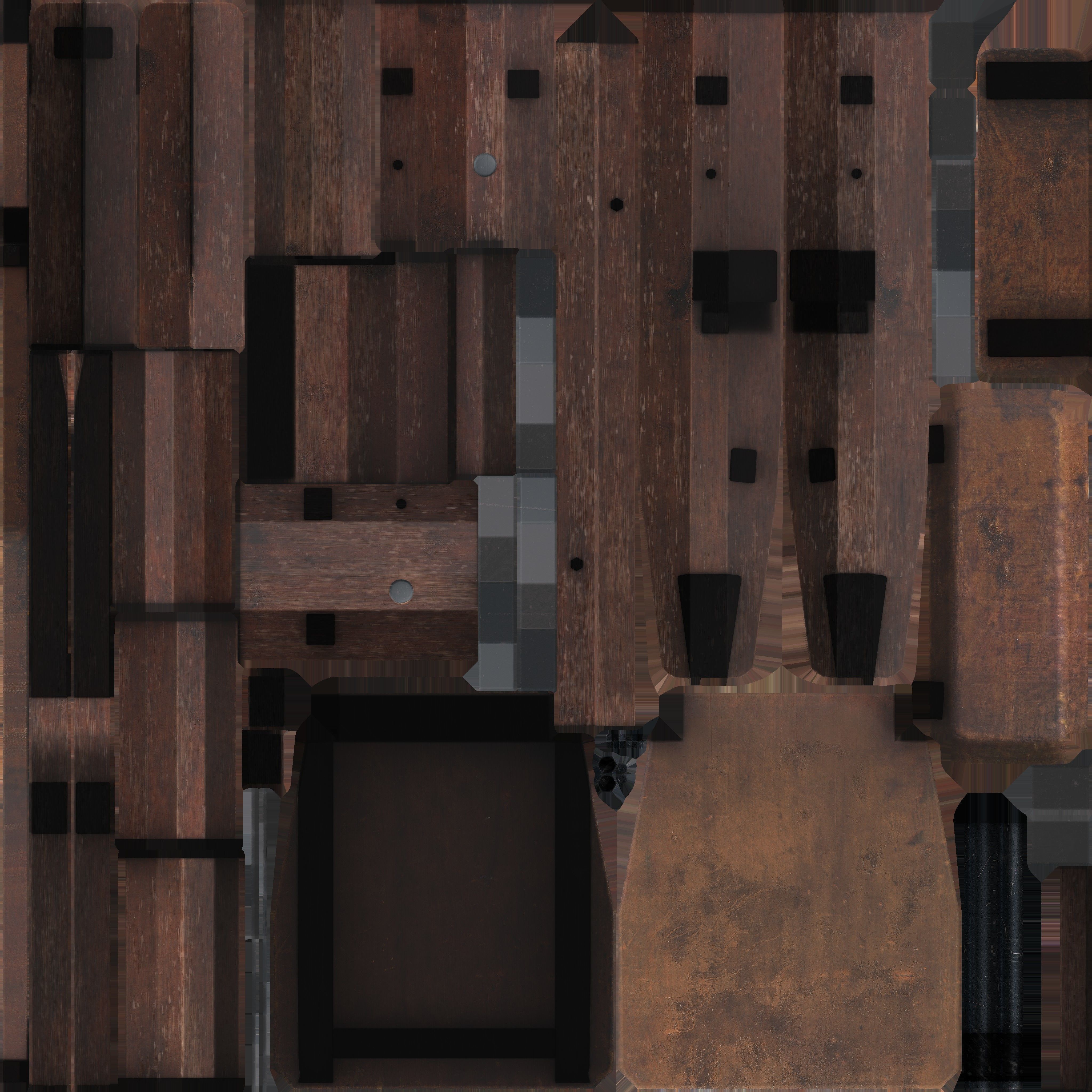 Game Ready Small Wood Chair Low-poly 3D model_11