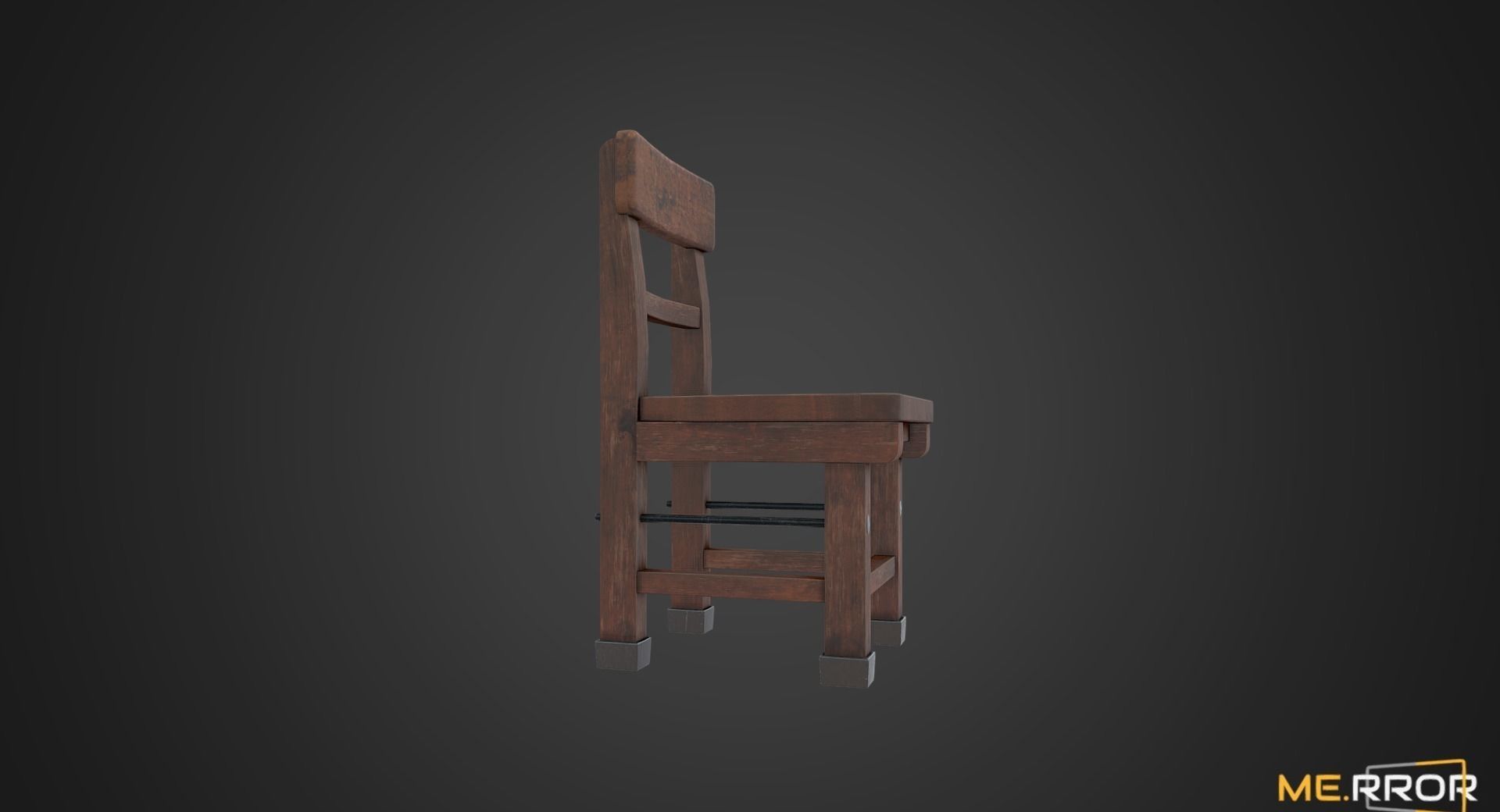 Game Ready Small Wood Chair Low-poly 3D model_2
